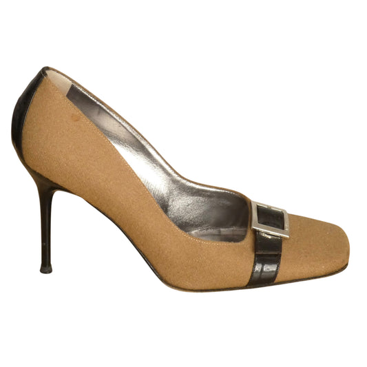 DOLCE & GABBANA - Wool Flannel Buckle Pumps, Size-39