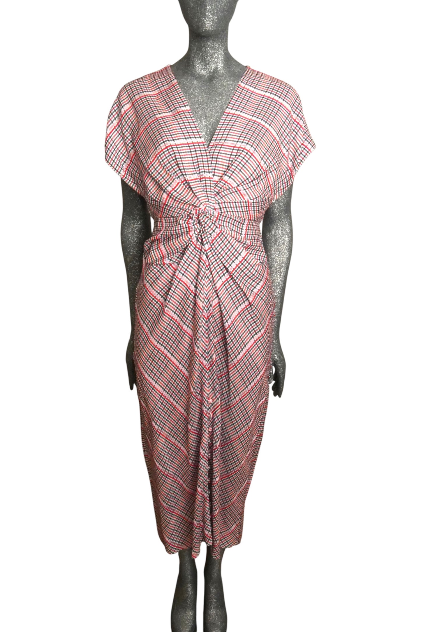 2018 NWT Gingham Crepe Dress, Size 4