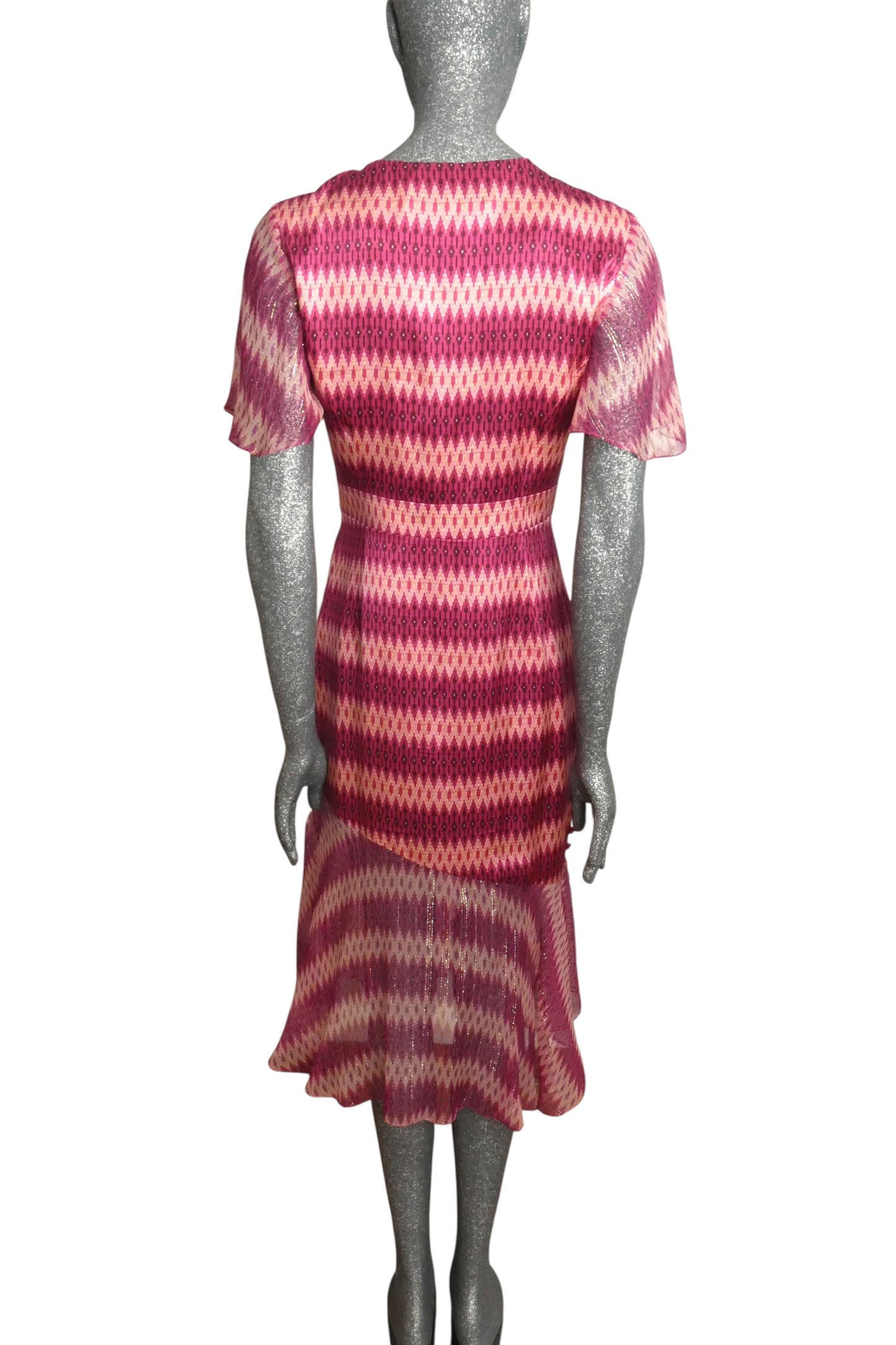 Silk Print Midi Dress, Size 2