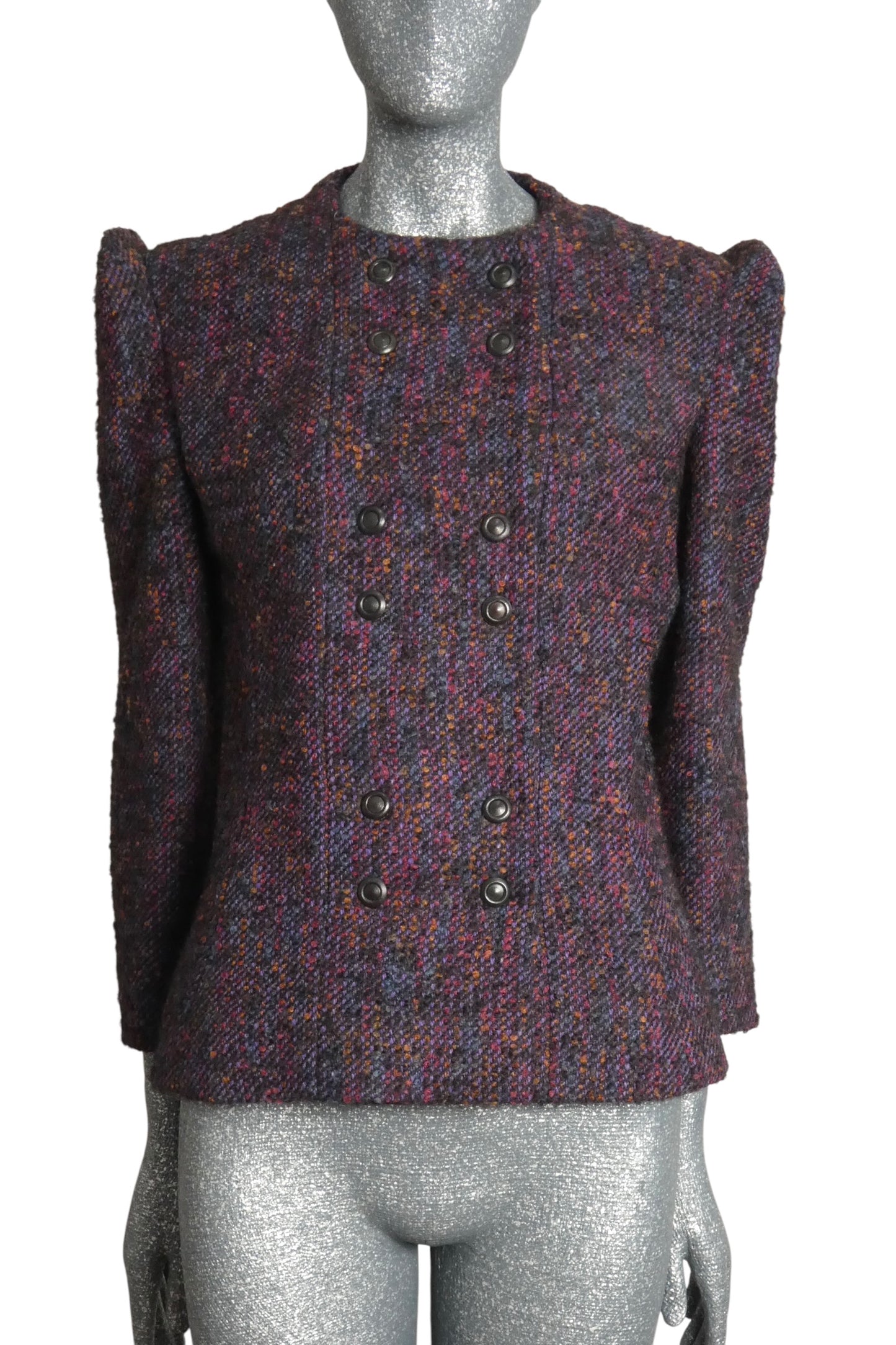 PIERRE CARDIN HAUTE COUTURE - 1980 Purple Wool Tweed Blazer, Size-6