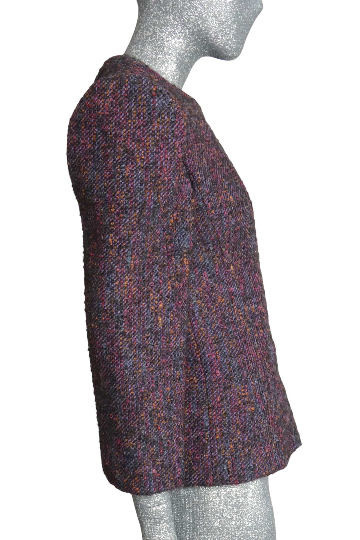 PIERRE CARDIN HAUTE COUTURE - 1980 Purple Wool Tweed Blazer, Size-6