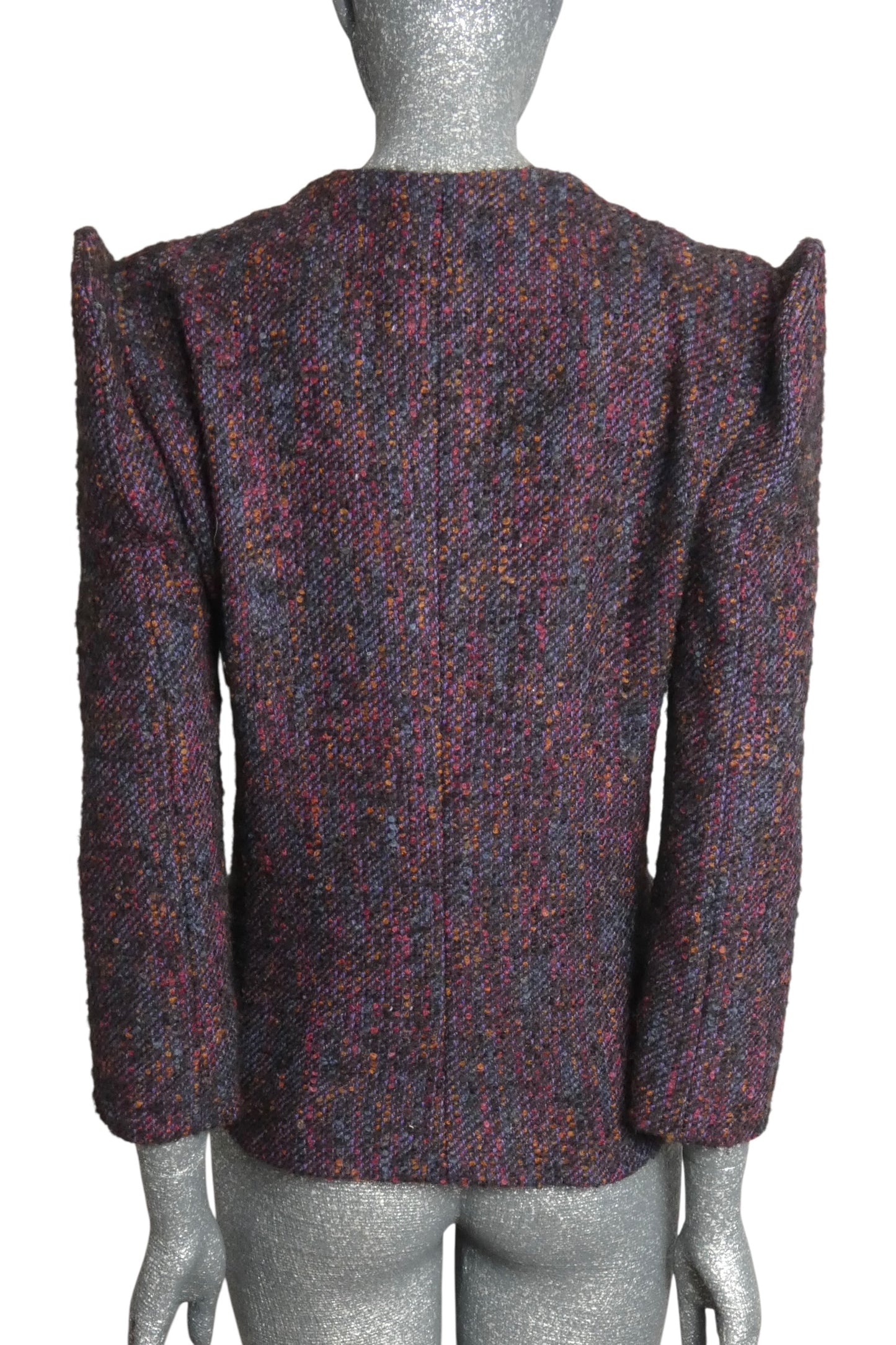 PIERRE CARDIN HAUTE COUTURE - 1980 Purple Wool Tweed Blazer, Size-6