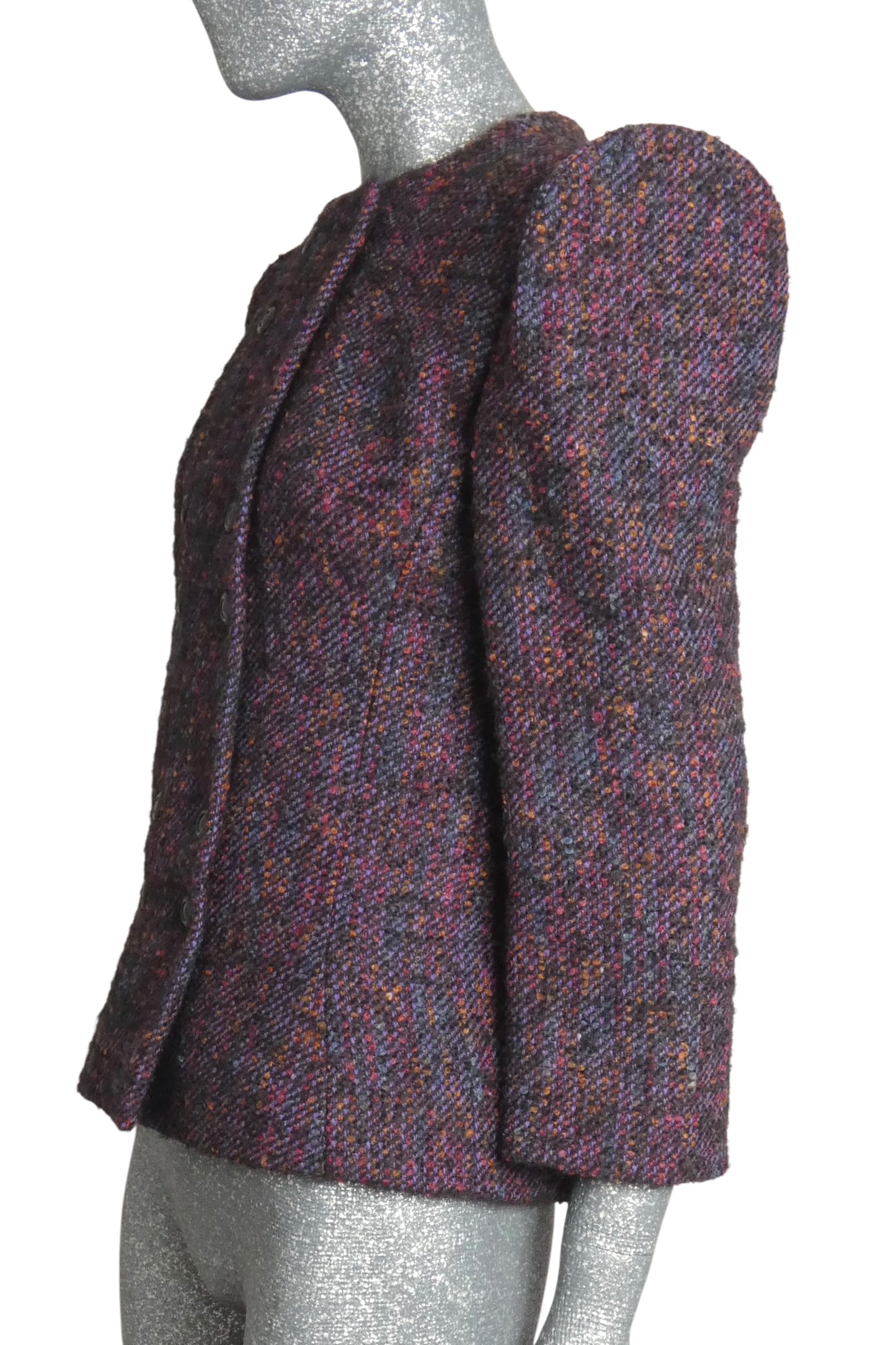 PIERRE CARDIN HAUTE COUTURE - 1980 Purple Wool Tweed Blazer, Size-6