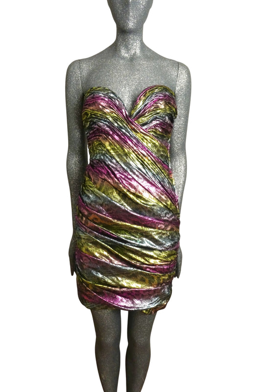 VICKY TIEL - 1980s Lame Cocktail Dress, Size 4