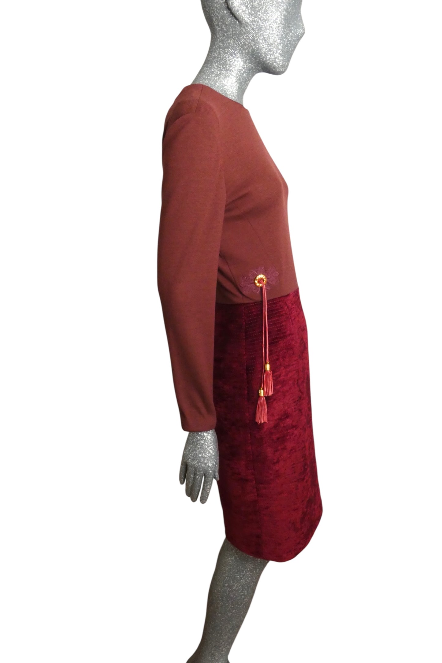 1980s Wool & Velvet Dress, Size 6