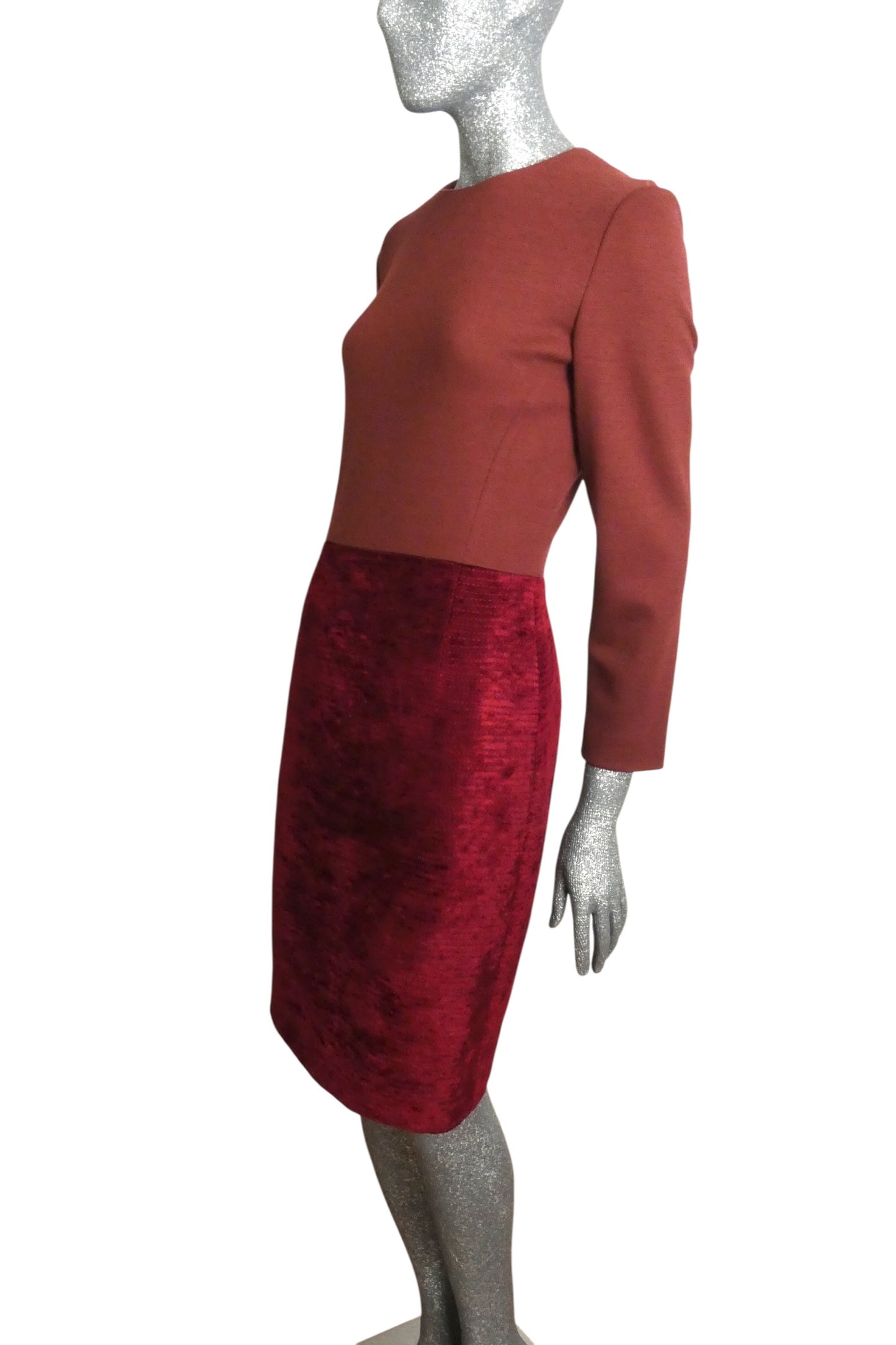 1980s Wool & Velvet Dress, Size 6