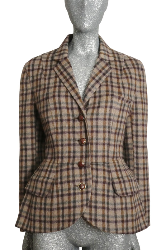 CHRISTIAN DIOR - Plaid Wool Jacket, Size 12