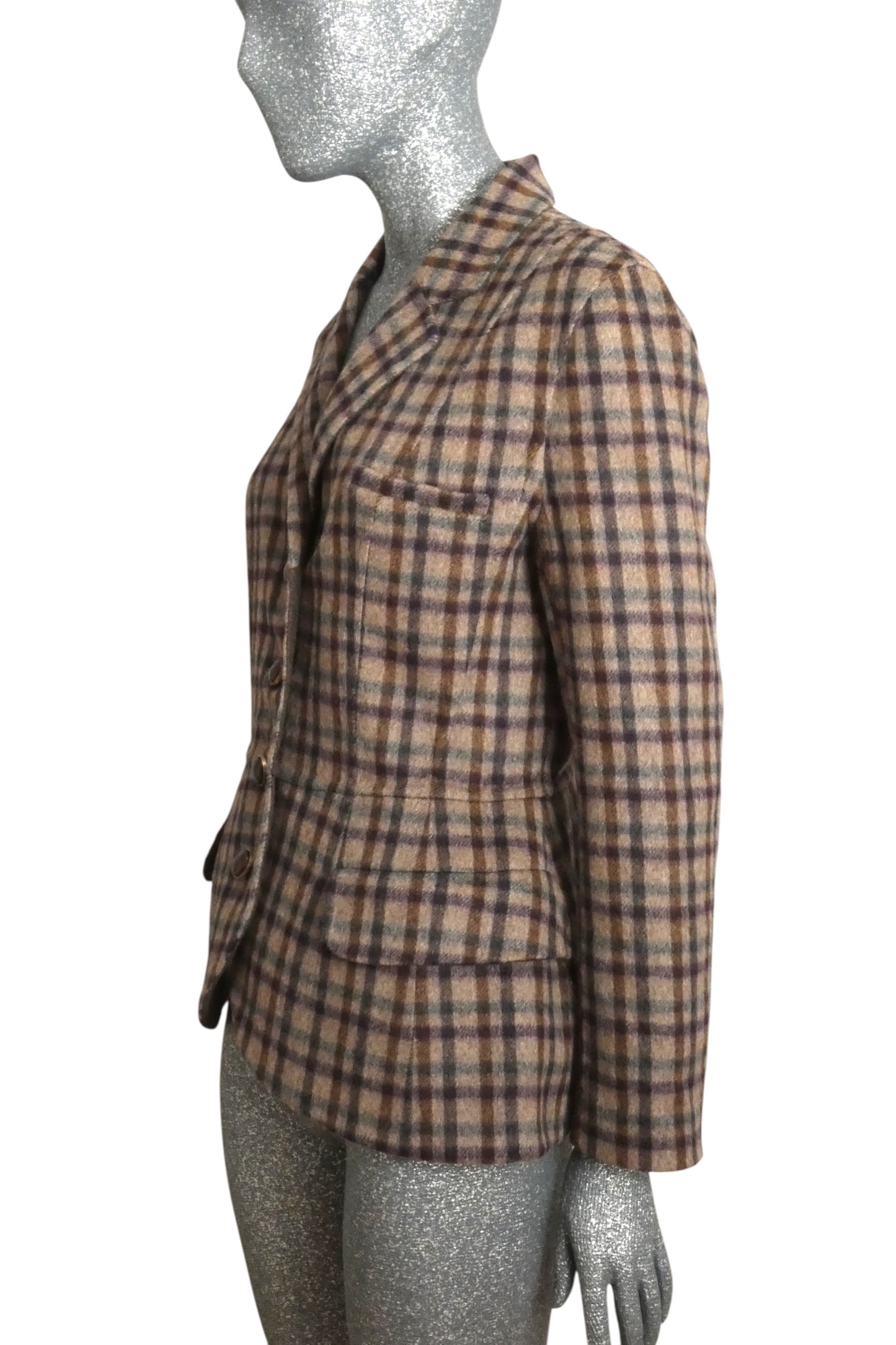 Plaid Wool Jacket, Size 12