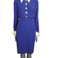 CHRISTIAN LACROIX - 1990 2pc Blue Gabardine Skirt Ensemble, Size-12