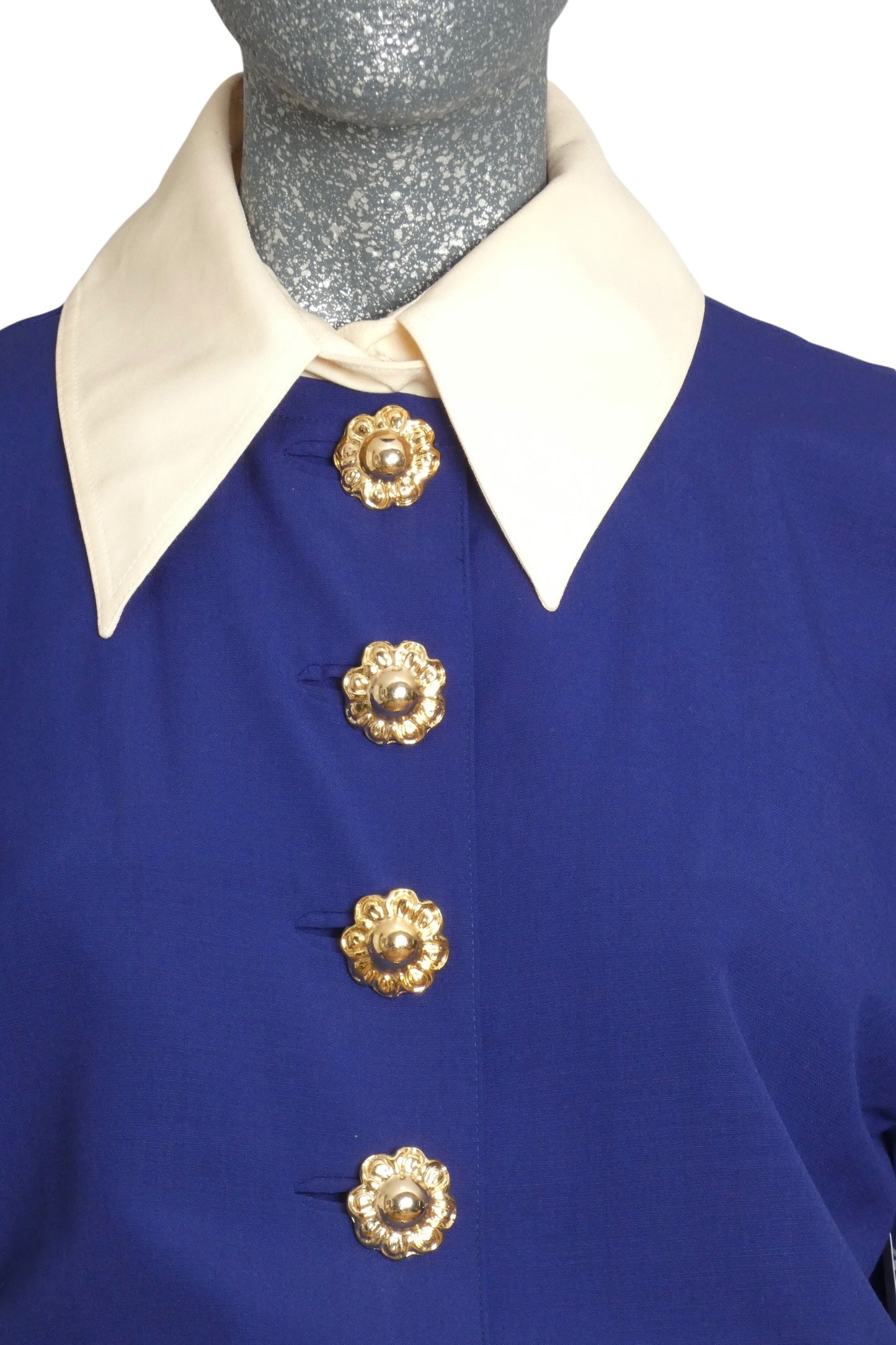 CHRISTIAN LACROIX - 1990 2pc Blue Gabardine Skirt Ensemble, Size-12