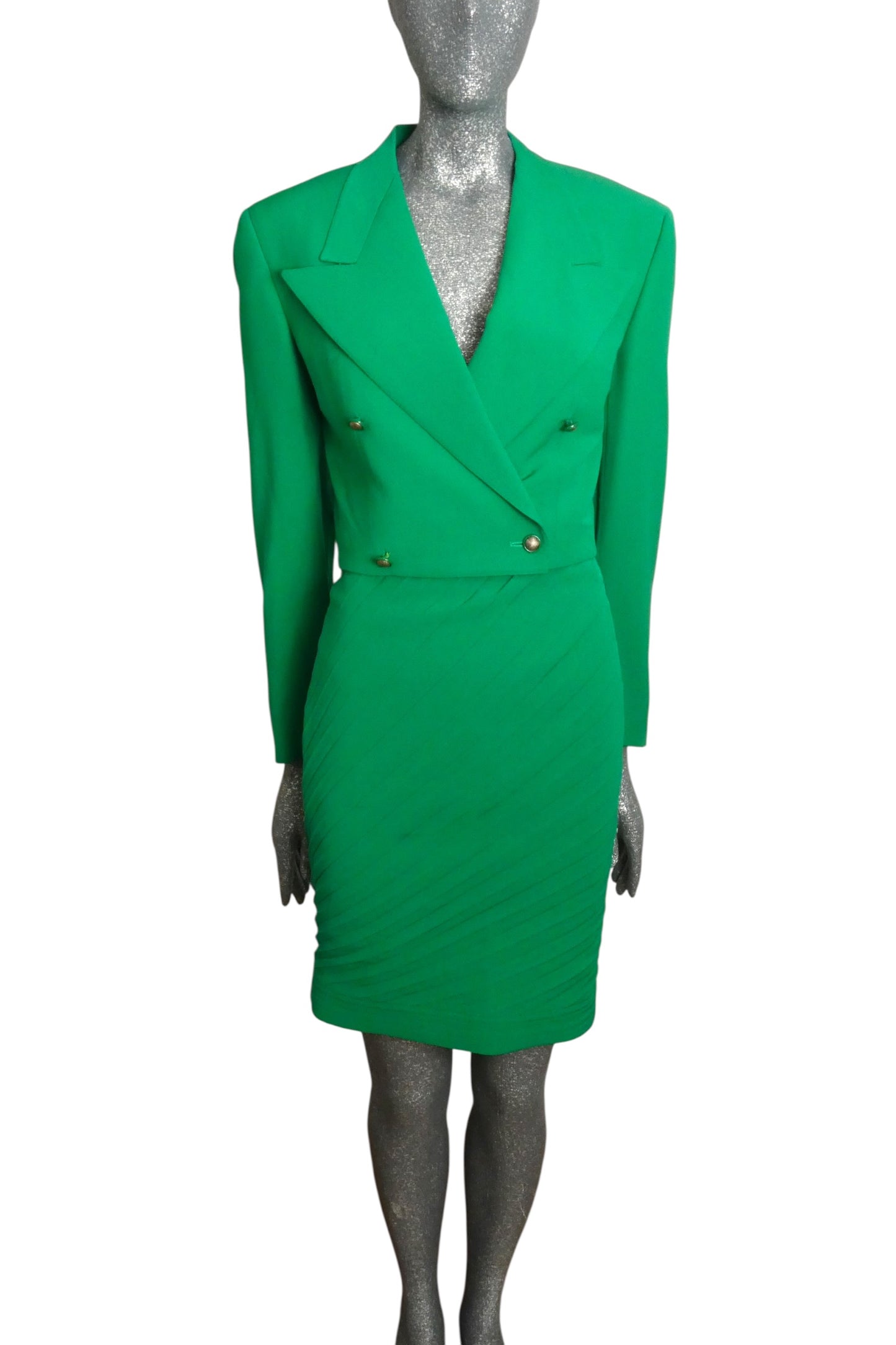 GIANNI VERSACE COUTURE - 1989 Green Wool Skirt Suit, Size-8