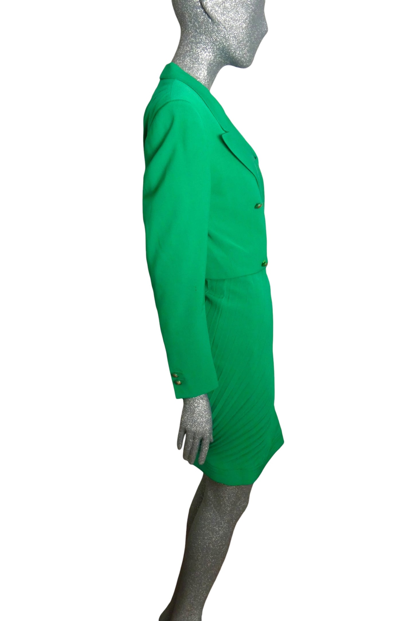 GIANNI VERSACE COUTURE - 1989 Green Wool Skirt Suit, Size-8