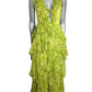 1960s Printed Green Chiffon Jumpsuit, Size-2