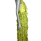 1960s Printed Green Chiffon Jumpsuit, Size-2