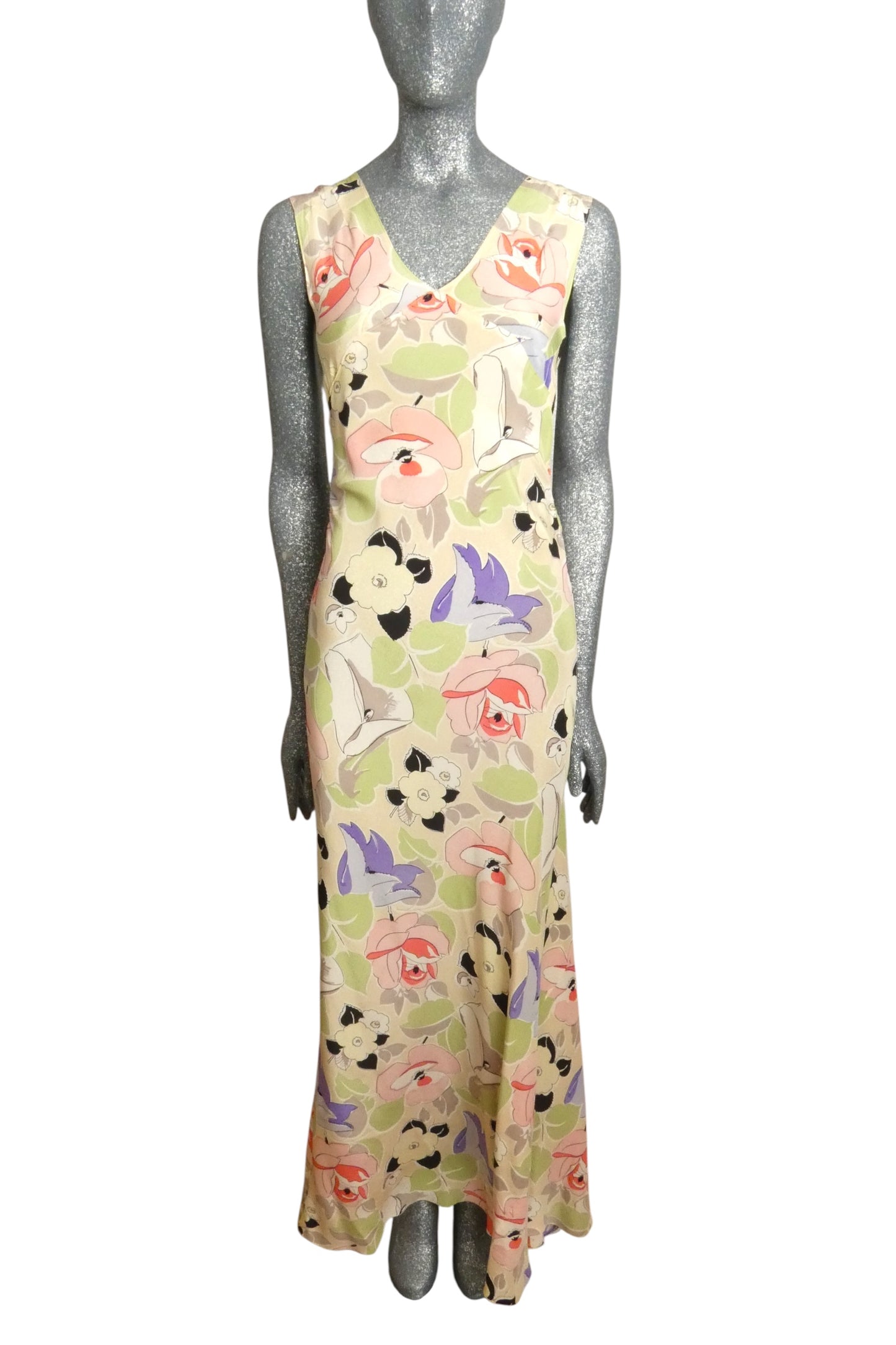 1930s Silk Bias Cut Gown, Size 2