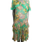 1920s Floral Chiffon Dress, Size 6