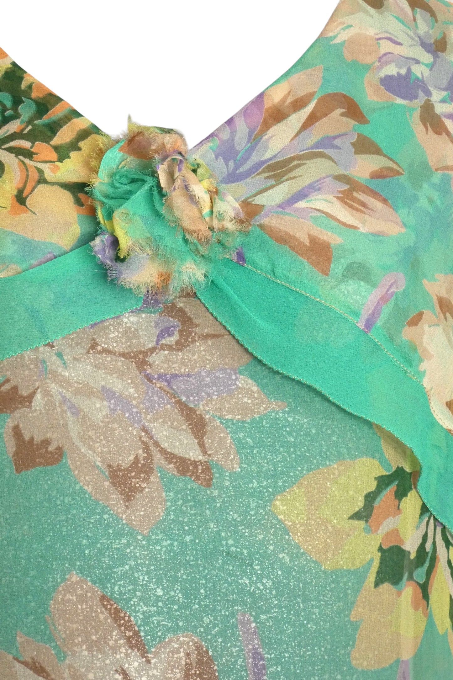 1920s Floral Chiffon Dress, Size 6