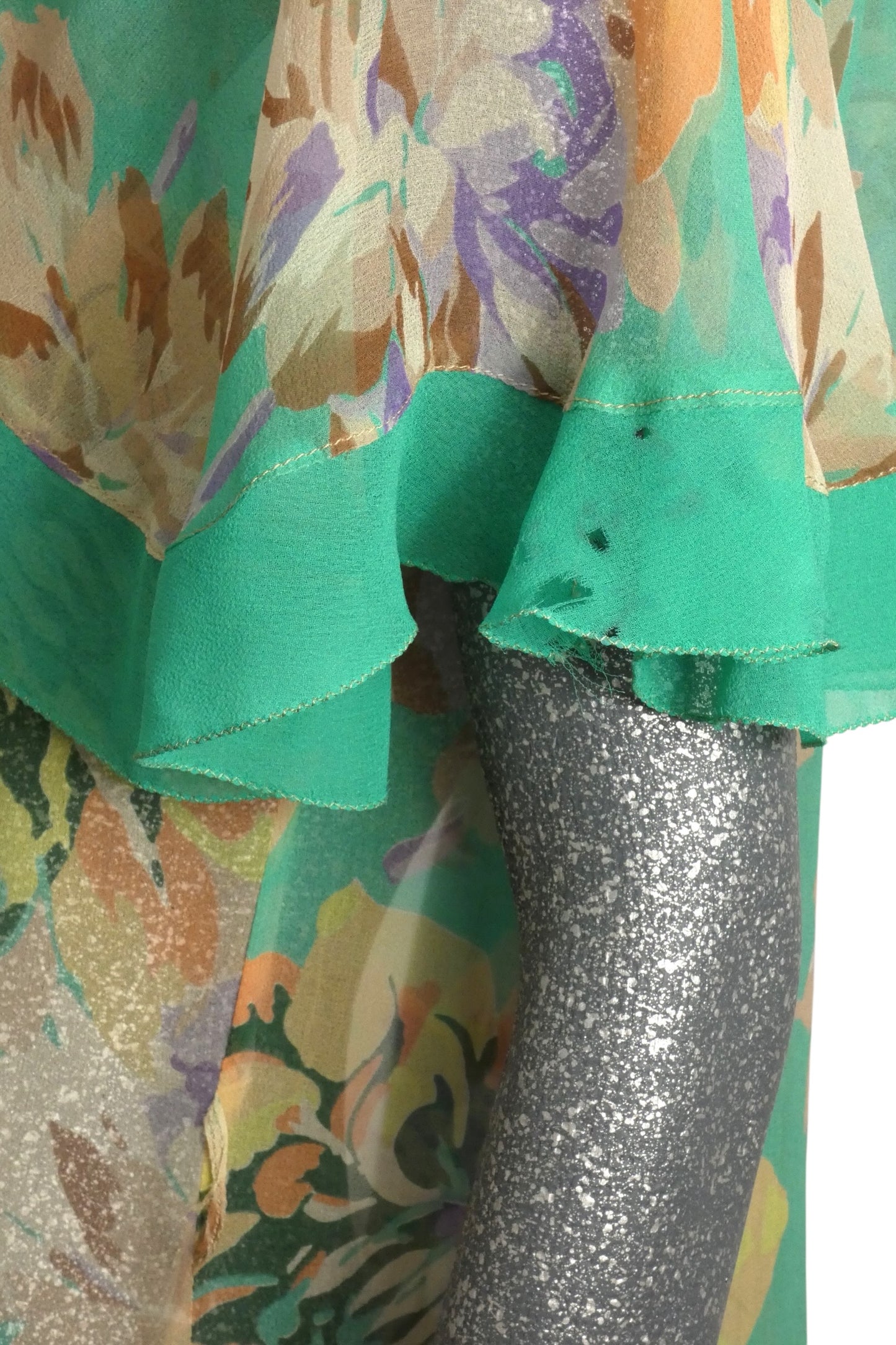 1920s Floral Chiffon Dress, Size 6