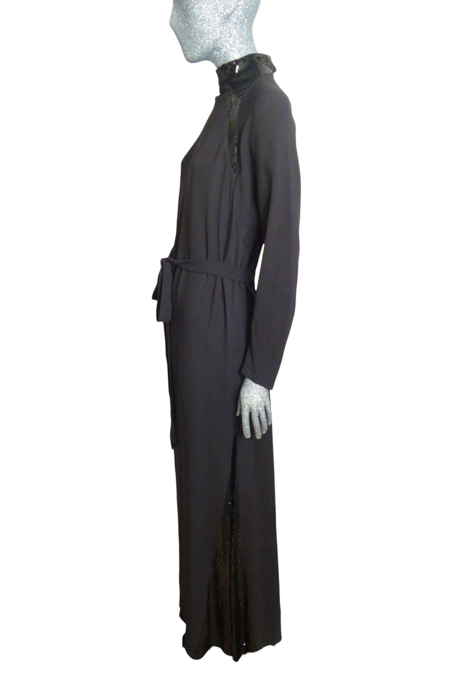 1980s Silk & Sequin Evening Gown, Size 8