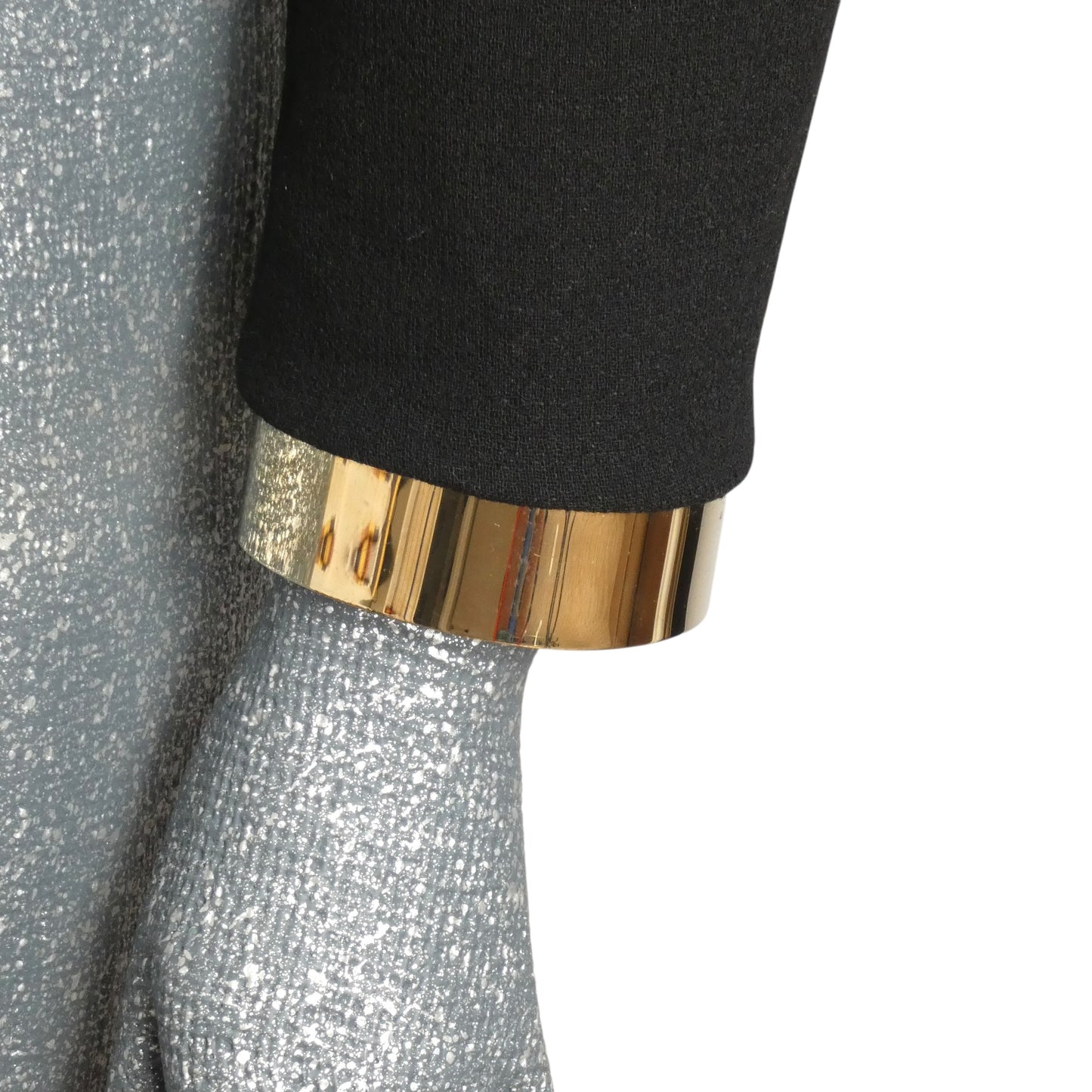 CHLOE - Black Wool Crepe Jacket with Silver Bracelet Cuffs, Size-8
