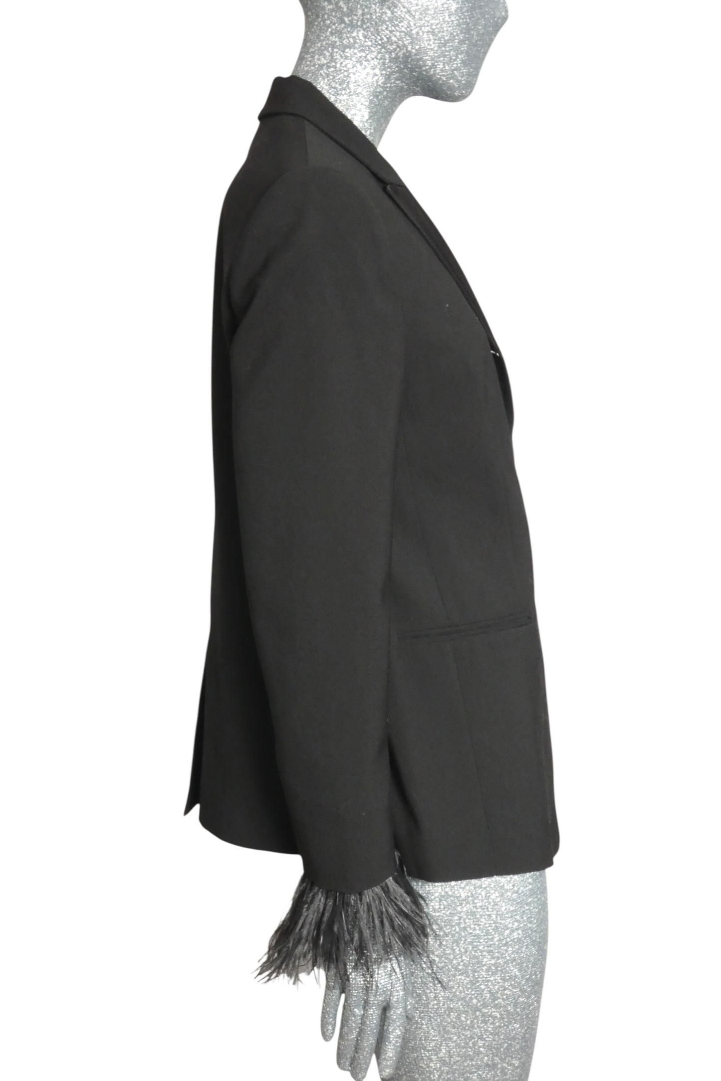 BRUNELLO CUCINELLI - Black Wool & Feather Tuxedo Jacket, Size-10