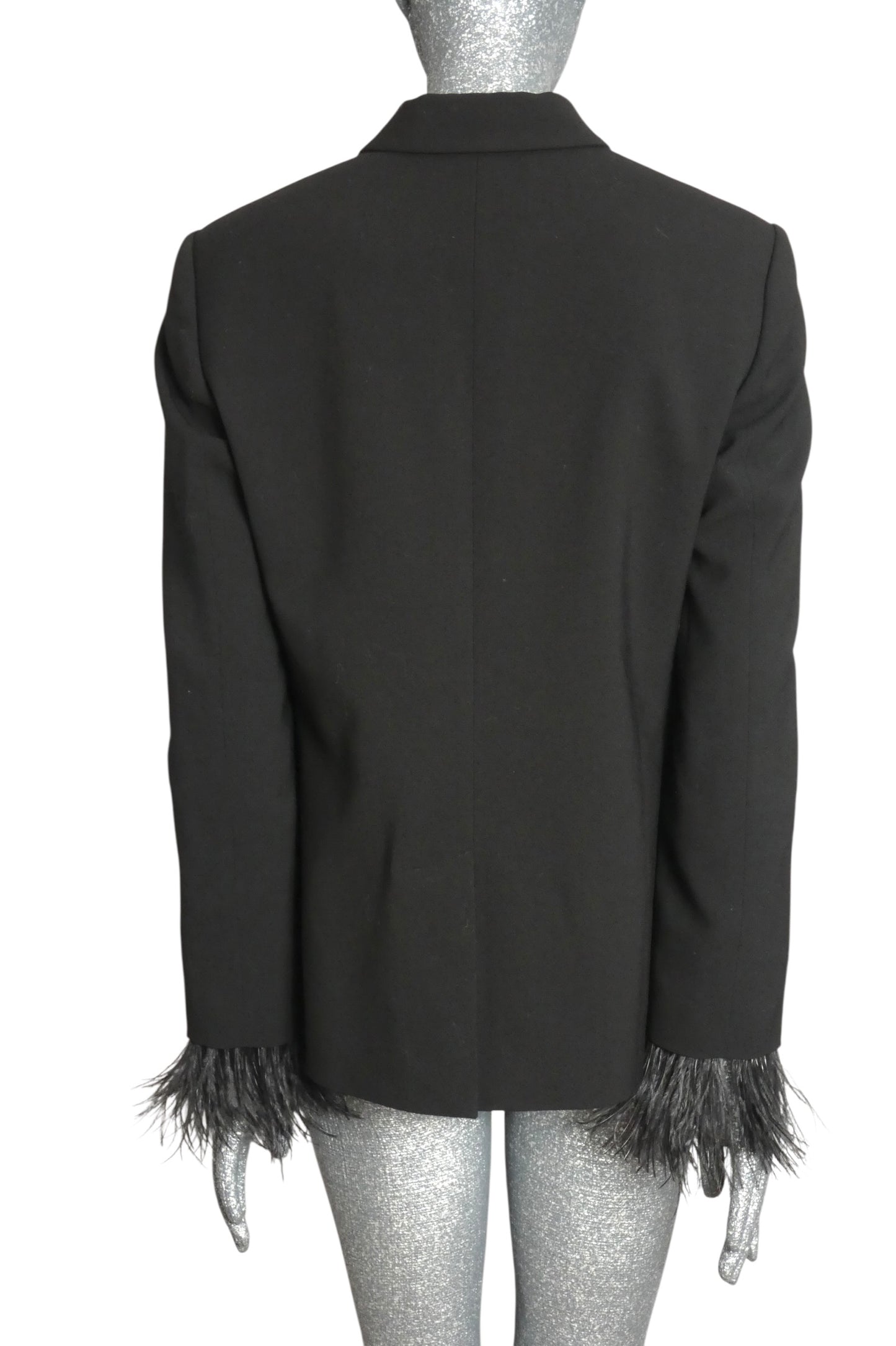 BRUNELLO CUCINELLI - Black Wool & Feather Tuxedo Jacket, Size-10