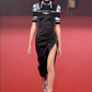 OFF-WHITE - 2018 Black Satin Sheath Dress, Size-12