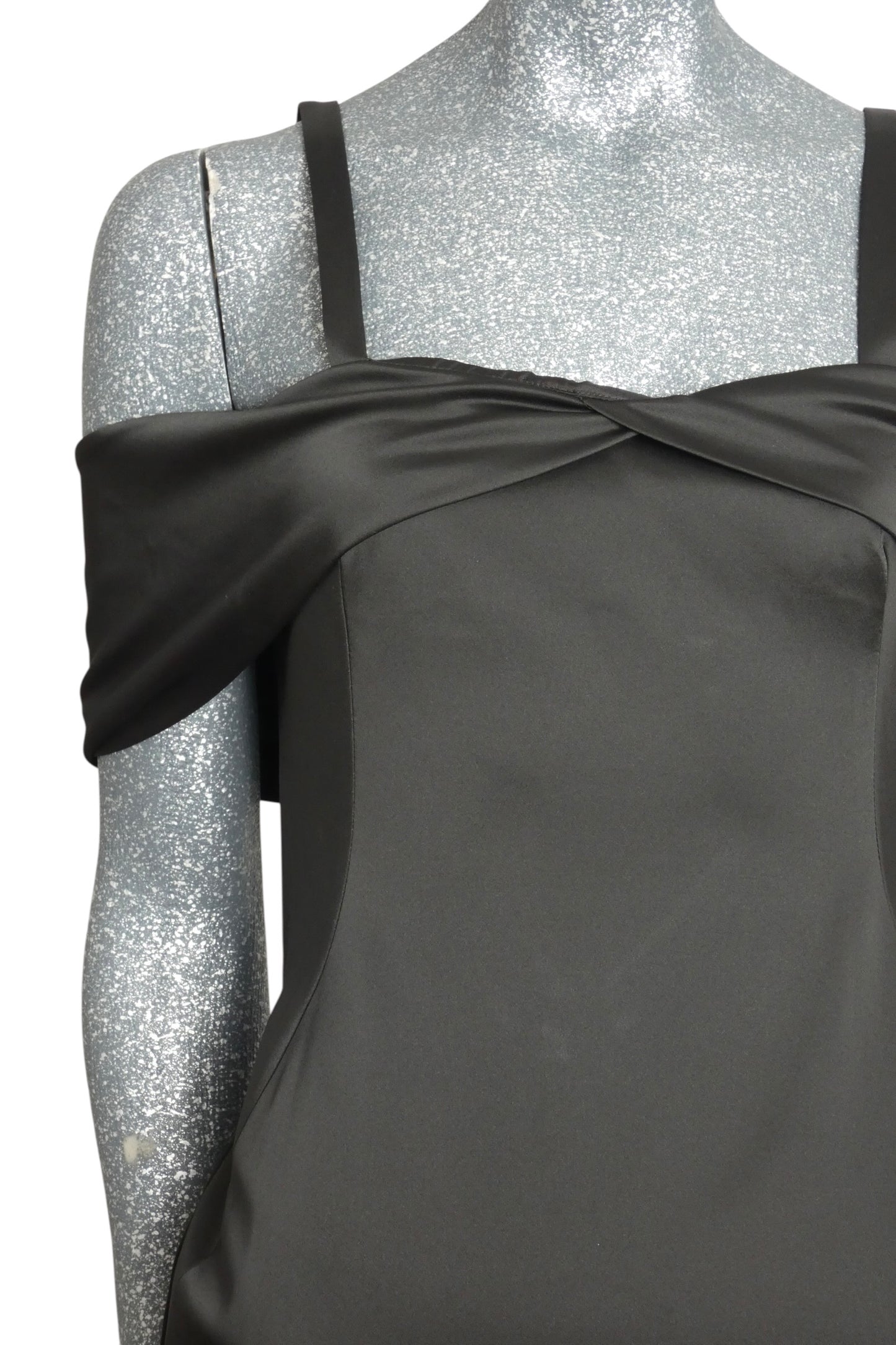 OFF-WHITE - 2018 Black Satin Sheath Dress, Size-12
