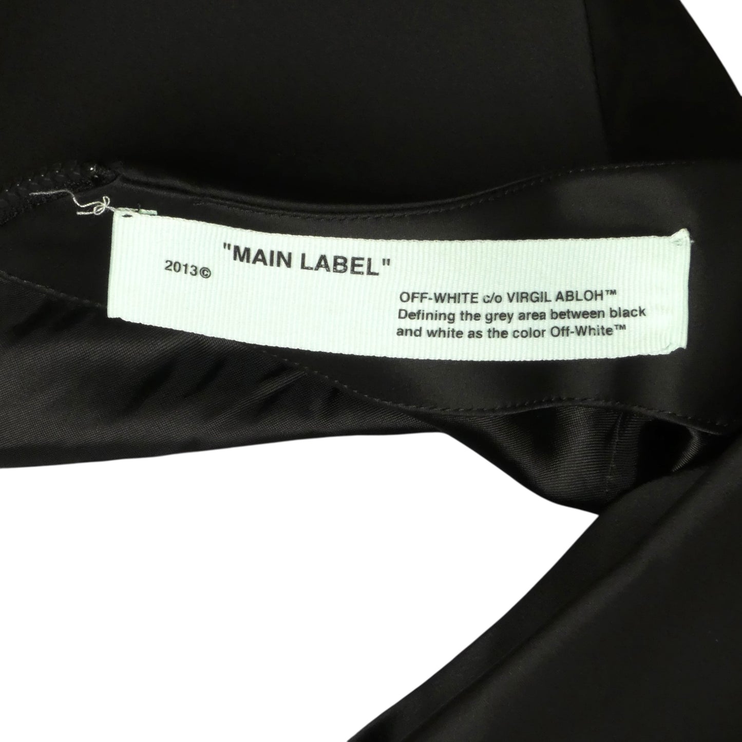 OFF-WHITE - 2018 Black Satin Sheath Dress, Size-12