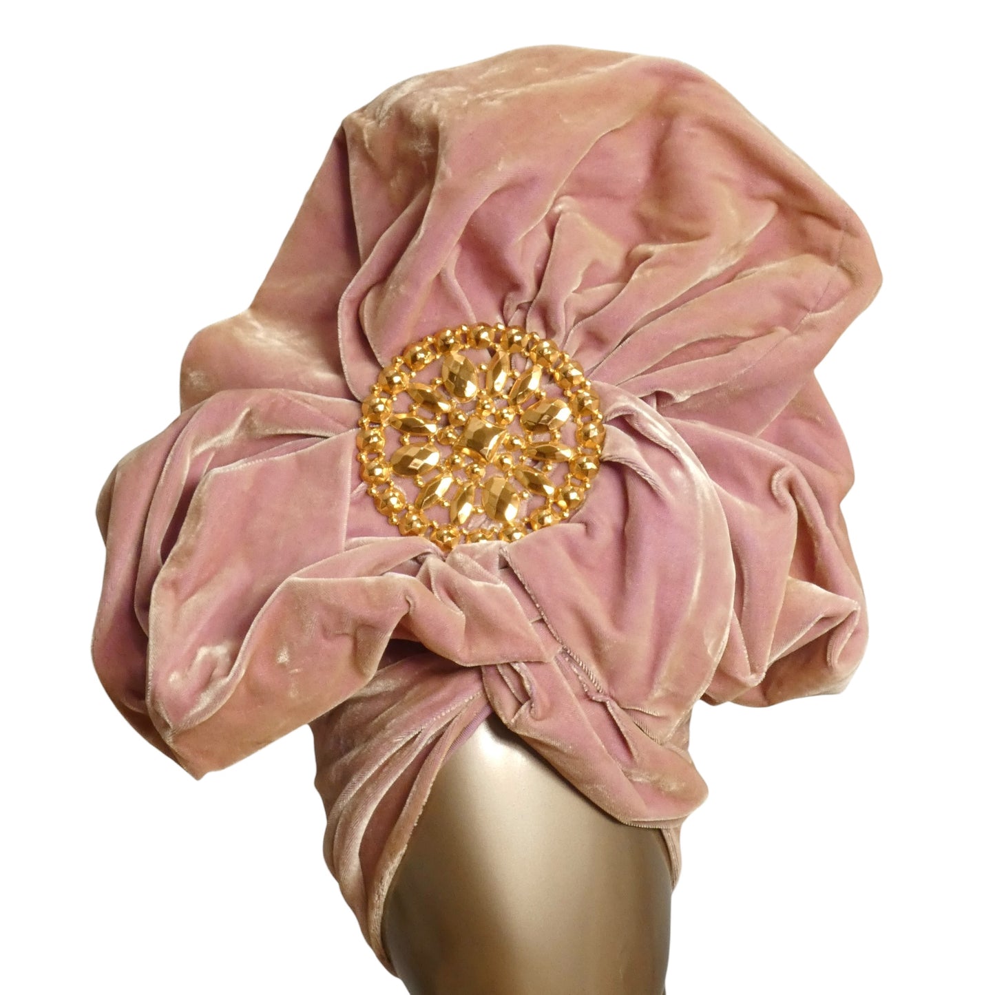 KENNETH HOPKINS - 1940s Pink Velvet Turban and Gloves Set
