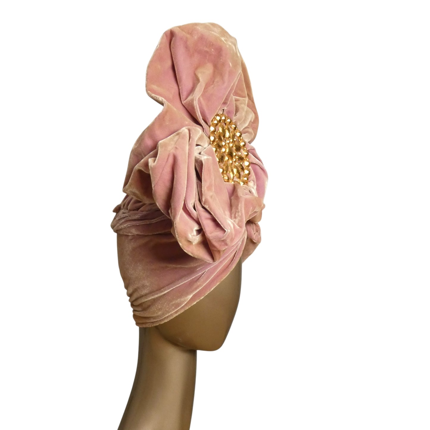 KENNETH HOPKINS - 1940s Pink Velvet Turban and Gloves Set