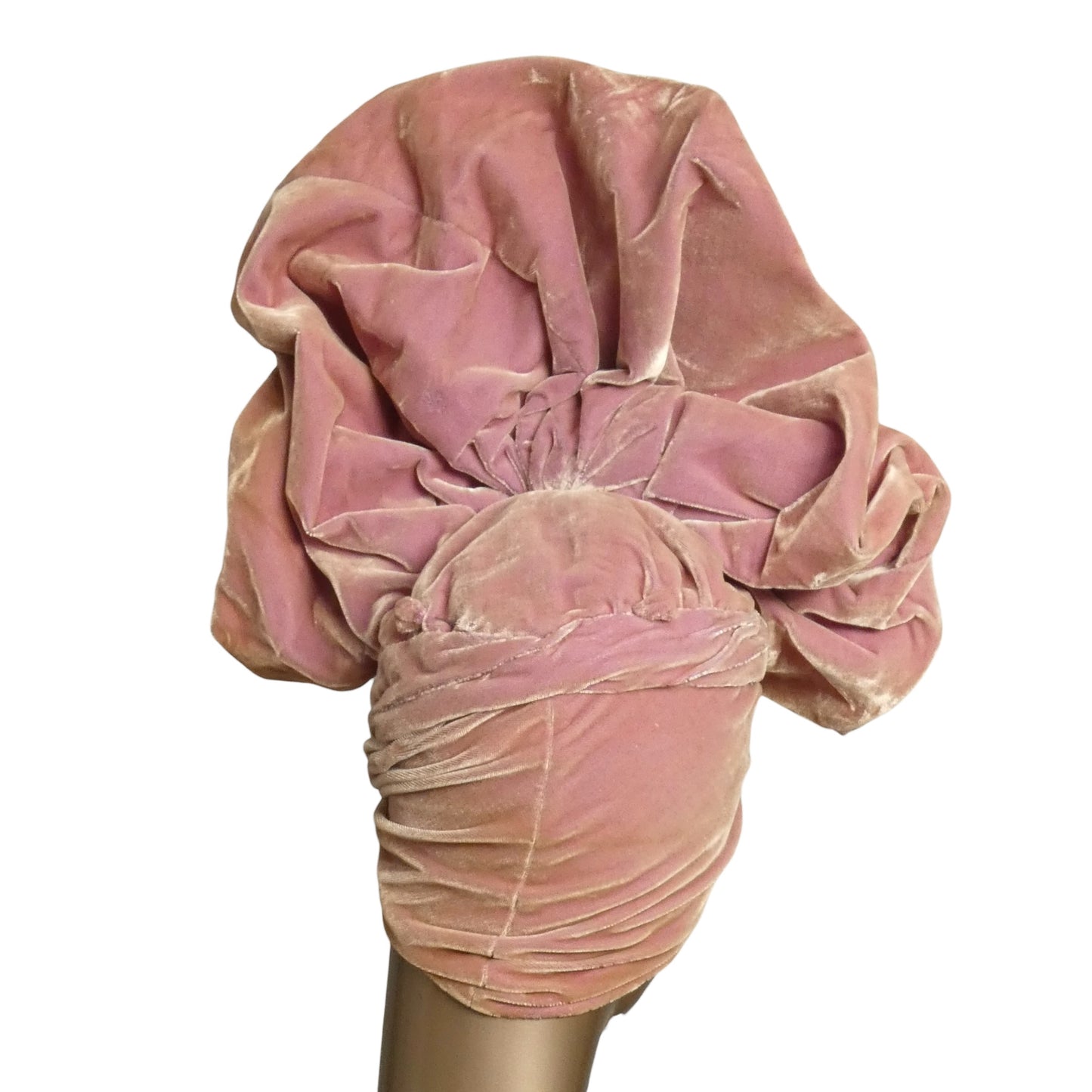 KENNETH HOPKINS - 1940s Pink Velvet Turban and Gloves Set