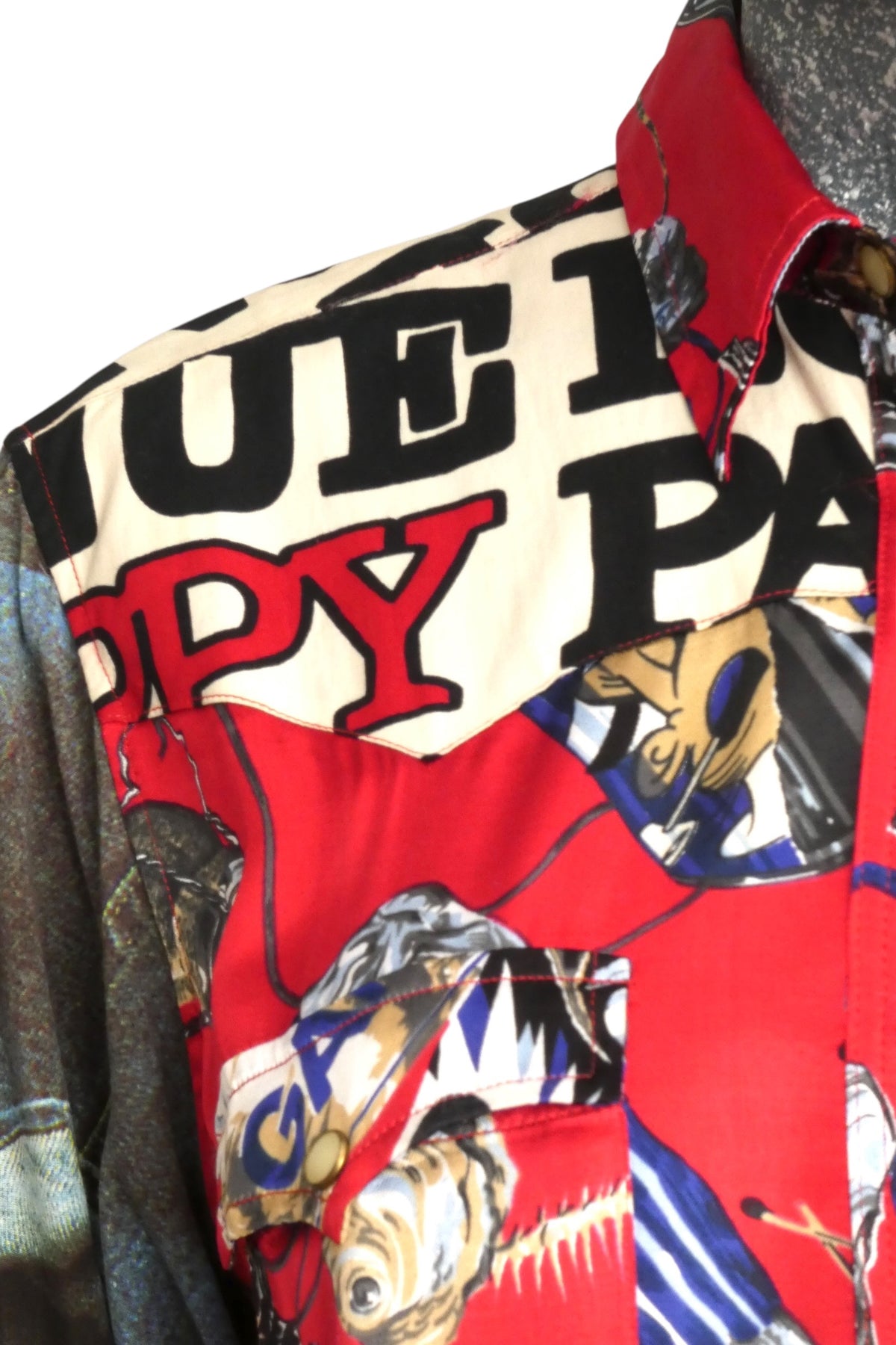 MOSCHINO JEANS - 1990s "Patch & Work" Satin Blouse, Size-6