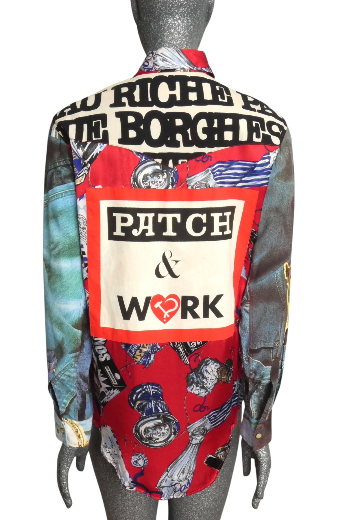 MOSCHINO JEANS - 1990s "Patch & Work" Satin Blouse, Size-6