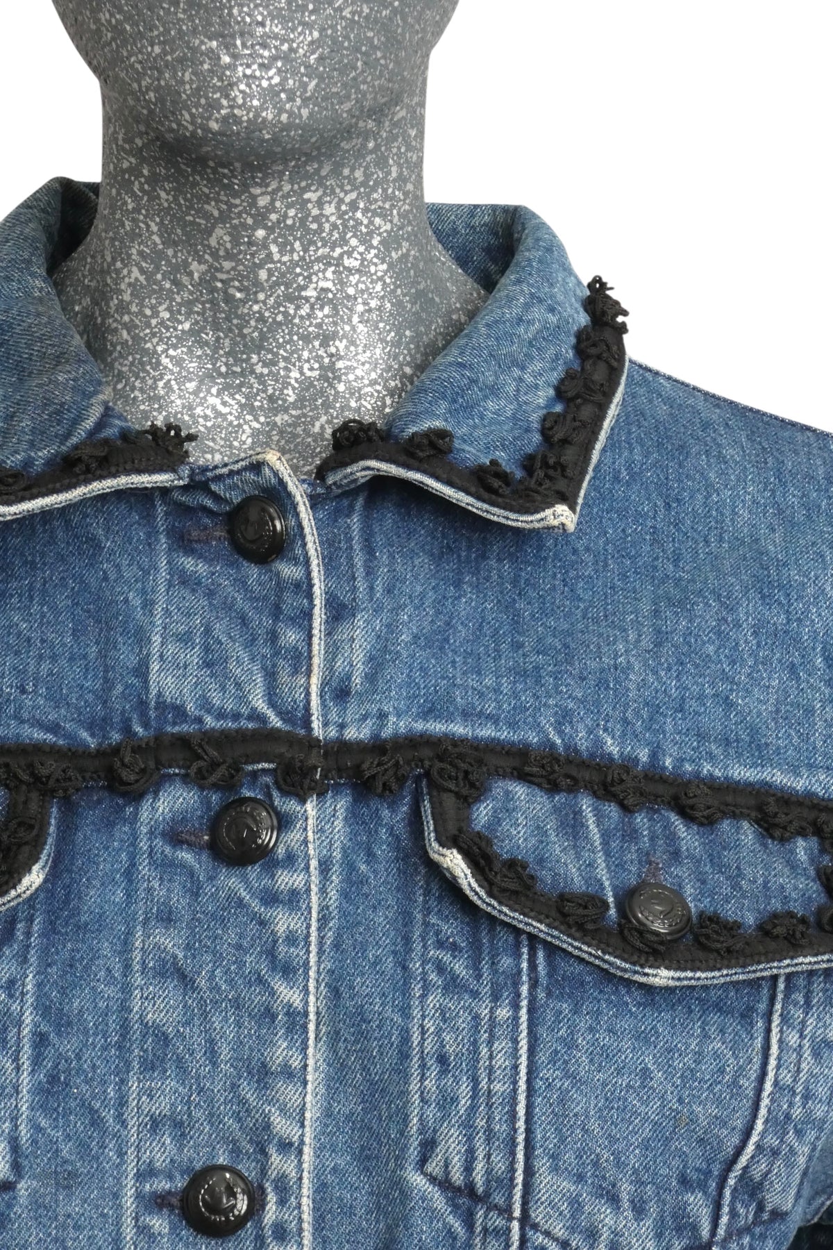 MOSCHINO - 1980s Braid Trimmed Denim Jacket, Size-8