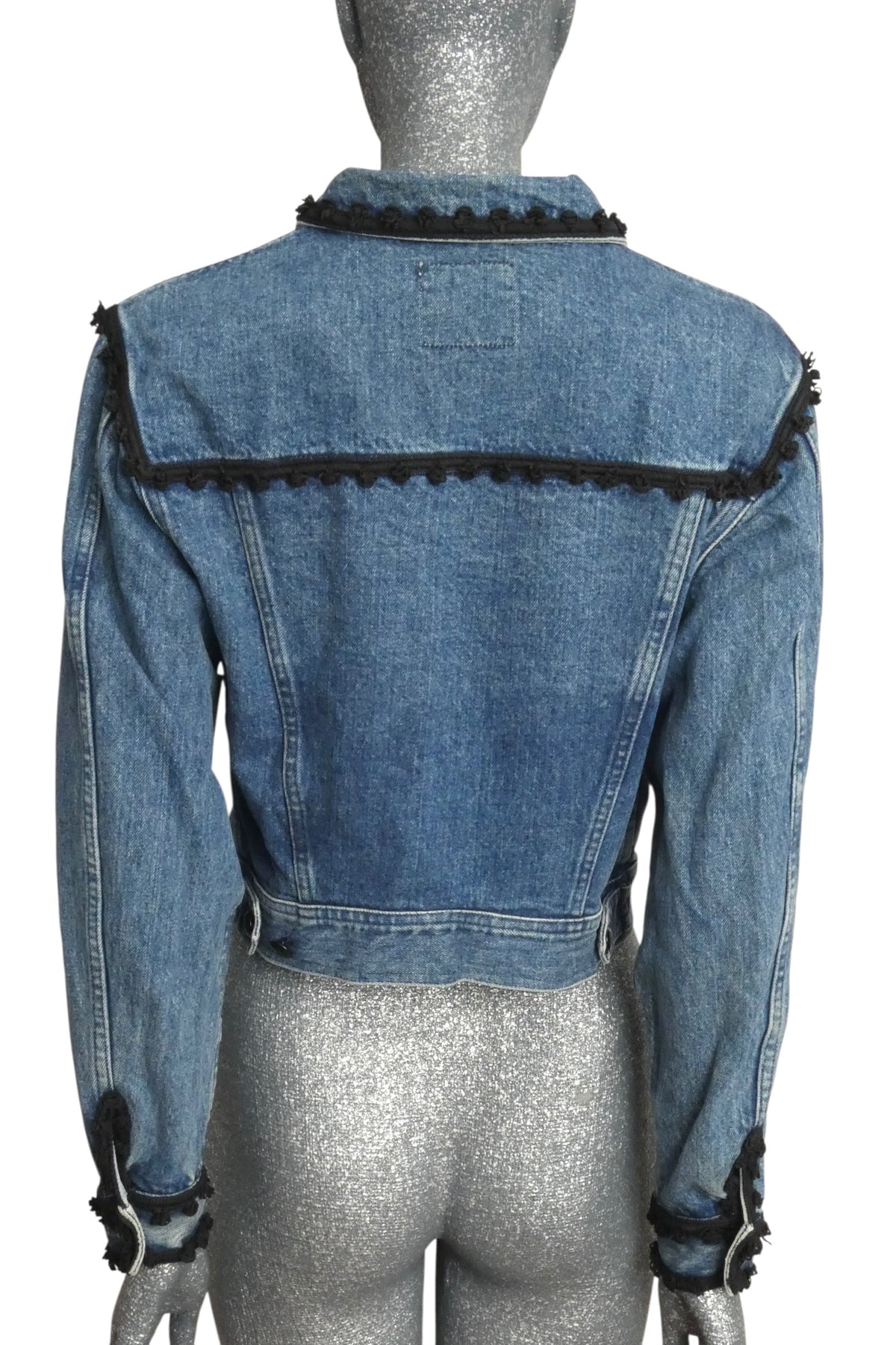 MOSCHINO - 1980s Braid Trimmed Denim Jacket, Size-8