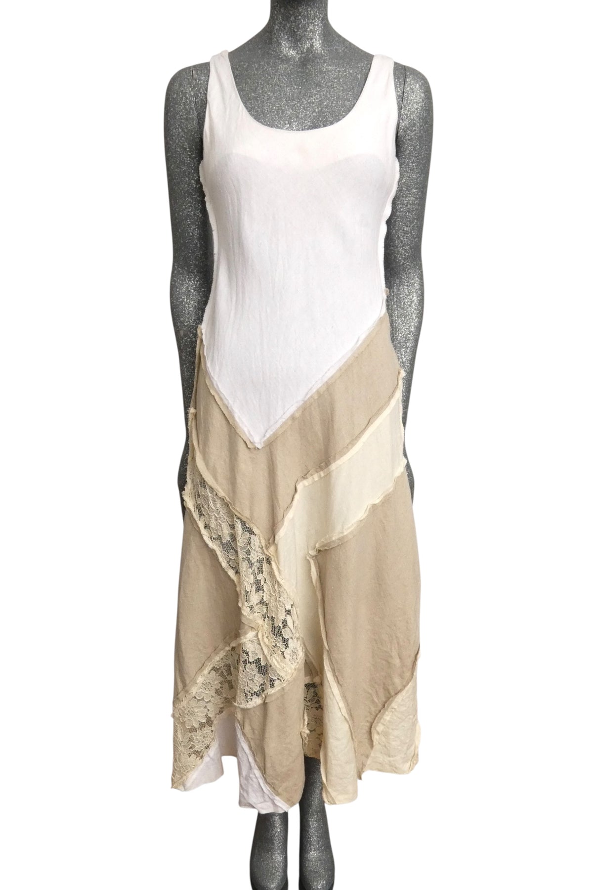 MOSCHINO COUTURE! - 1994 Linen & Lace Maxi Dress, Size-4