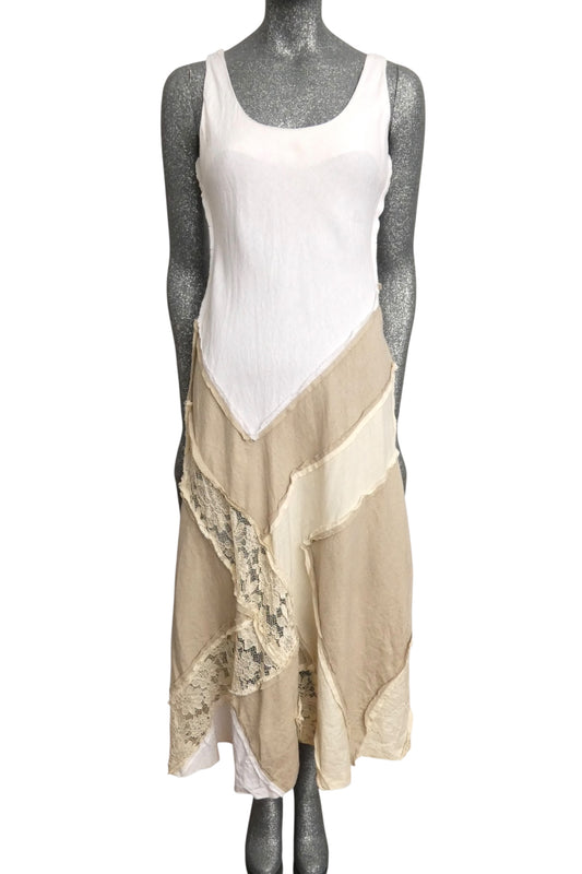 MOSCHINO COUTURE! - 1994 Linen & Lace Maxi Dress, Size-4