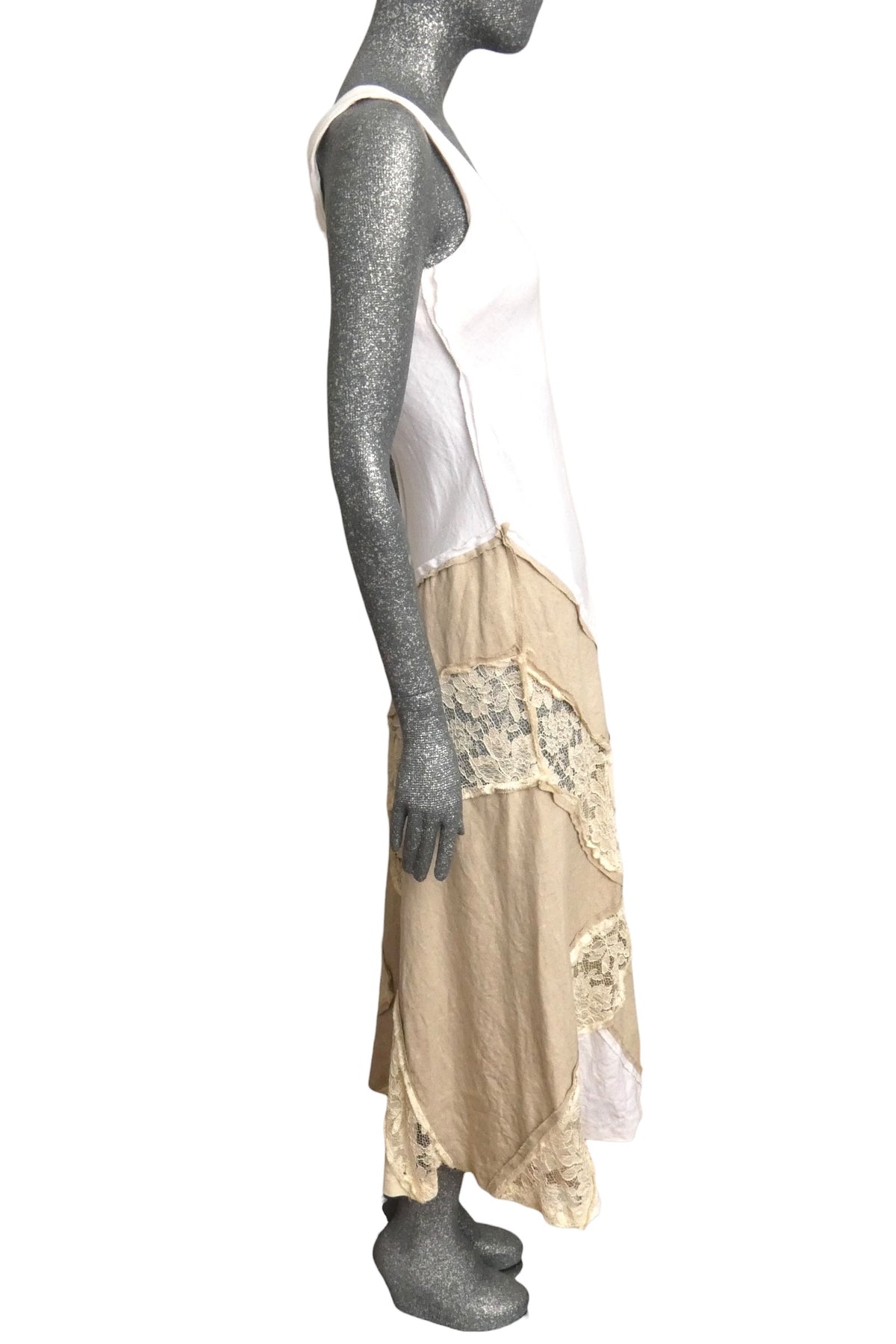 MOSCHINO COUTURE! - 1994 Linen & Lace Maxi Dress, Size-4