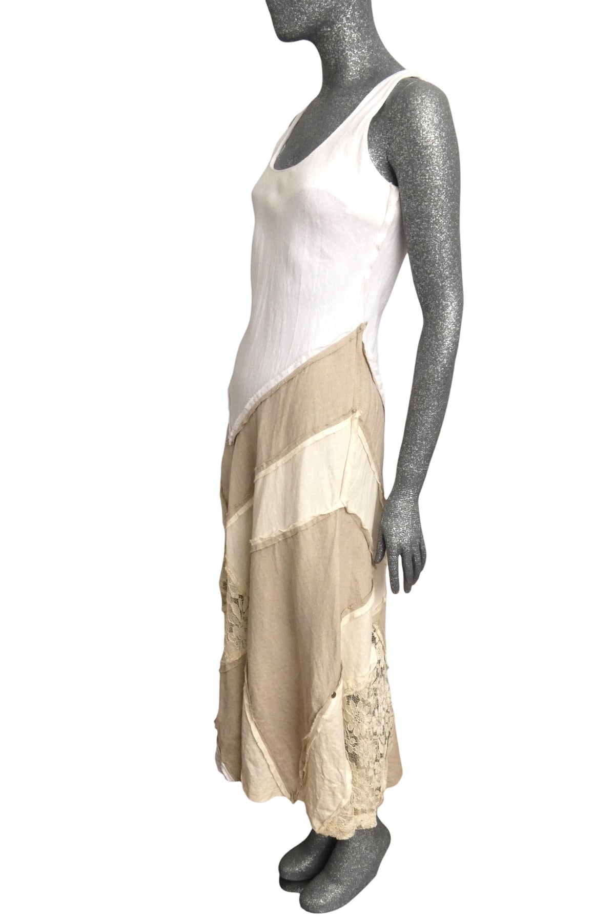 MOSCHINO COUTURE! - 1994 Linen & Lace Maxi Dress, Size-4