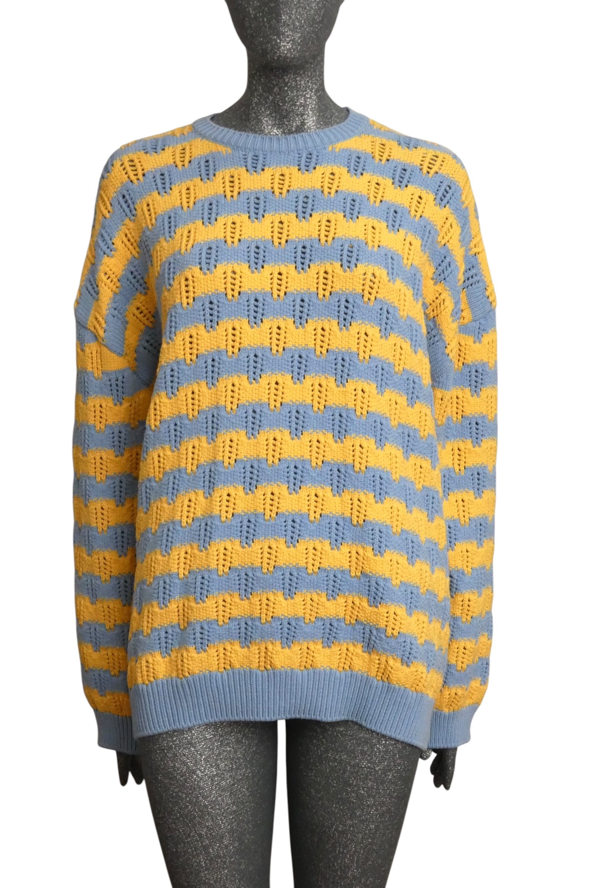 MOSCHINO COUTURE! - 2025 Blue & Yellow Cotton Stripe Sweater, Multiple Items Available