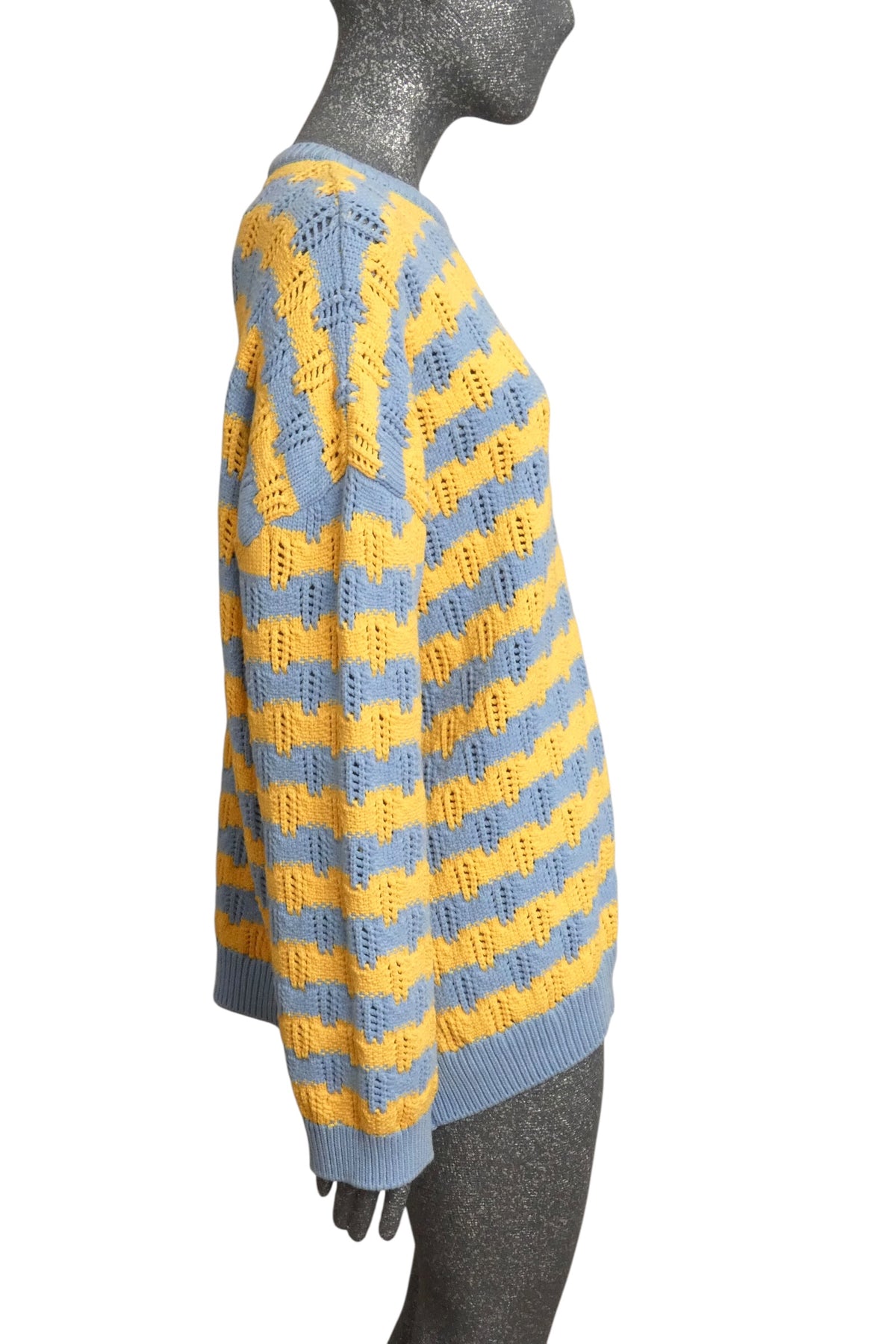 MOSCHINO COUTURE! - 2025 Blue & Yellow Cotton Stripe Sweater, Multiple Items Available