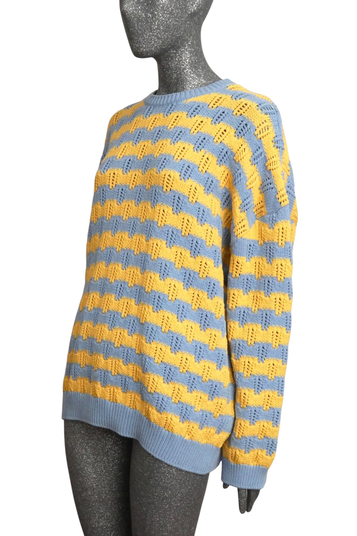MOSCHINO COUTURE! - 2025 Blue & Yellow Cotton Stripe Sweater, Multiple Items Available