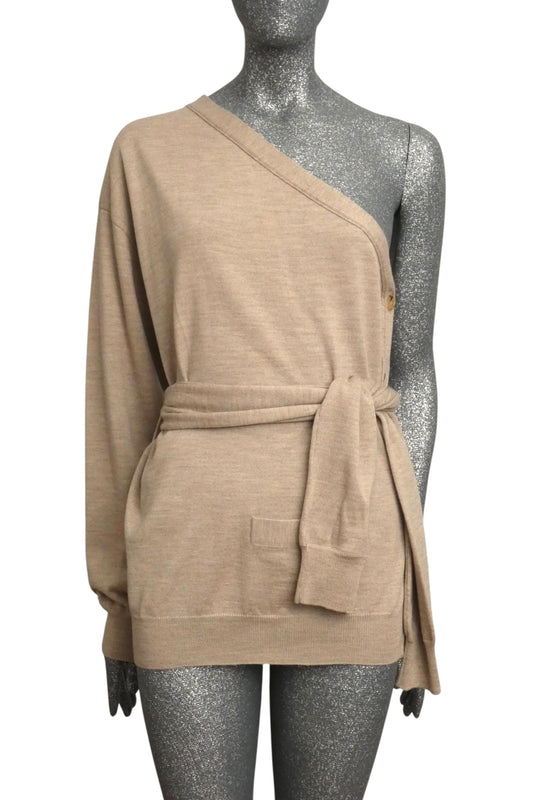 MOSCHINO COUTURE! - S2025 Brown One Shoulder Cardigan, Multiple Items Available