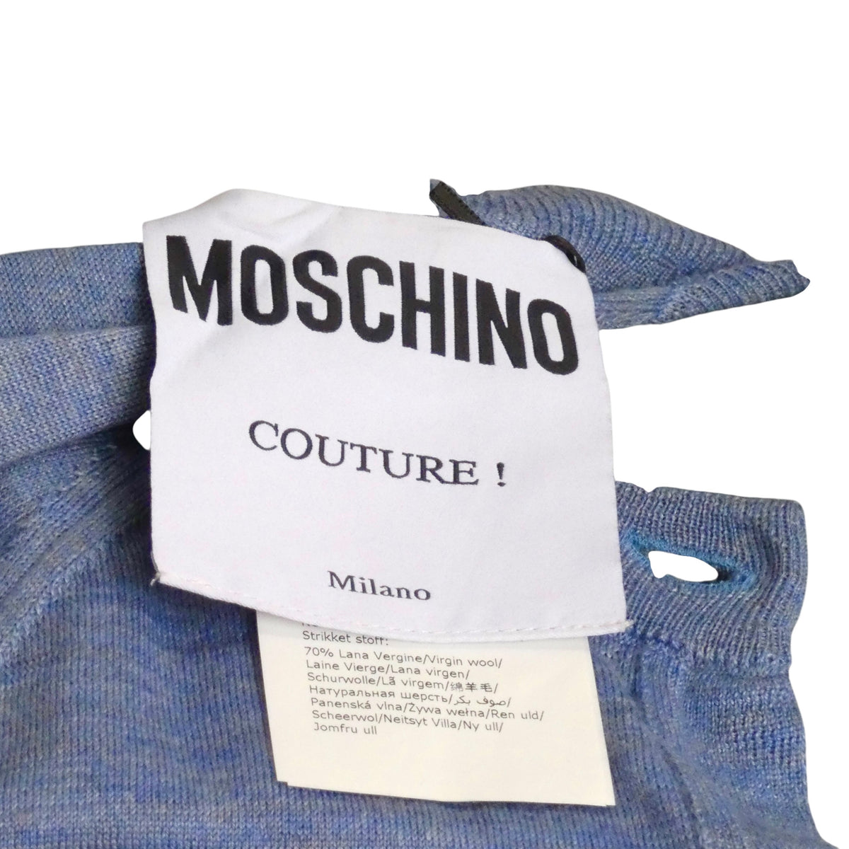 MOSCHINO COUTURE! - 2025 Blue Backless Cardigan, Multiple Sizes Available