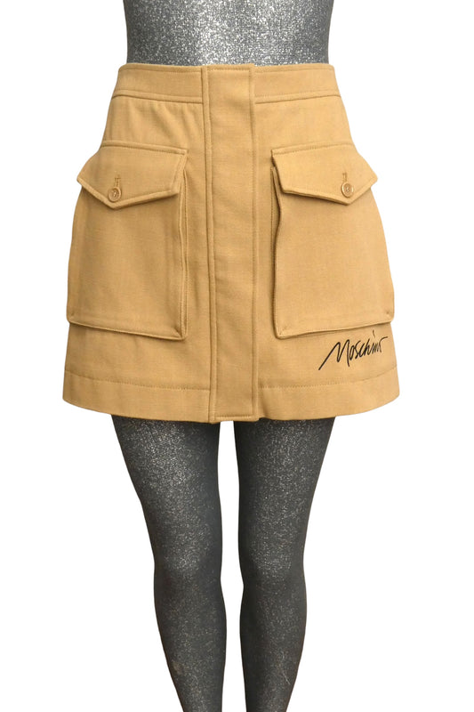 MOSCHINO COUTURE! - 2024 NWT Khaki Cargo Pocket Skirt, Size-6
