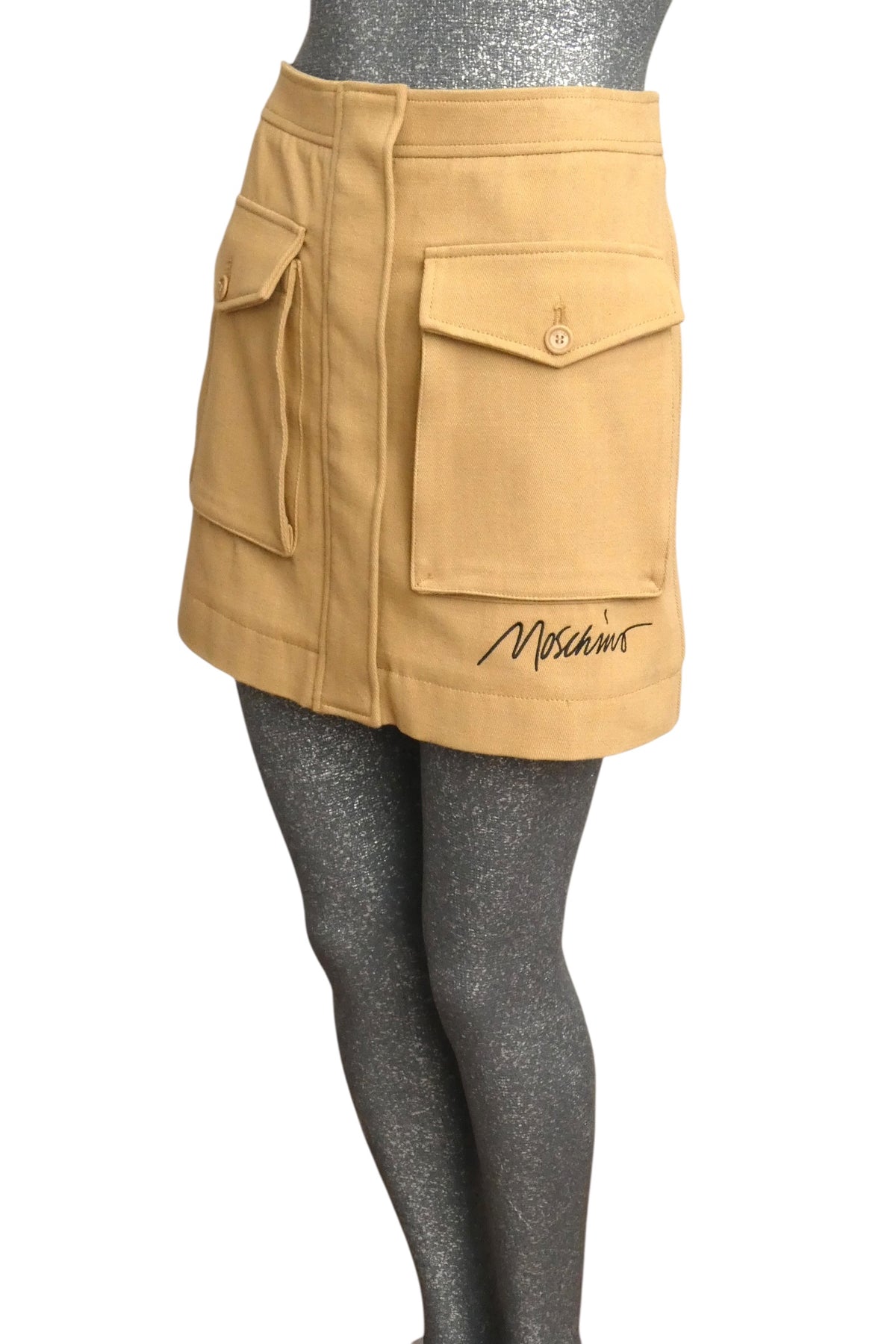 MOSCHINO COUTURE! - 2024 NWT Khaki Cargo Pocket Skirt, Size-6