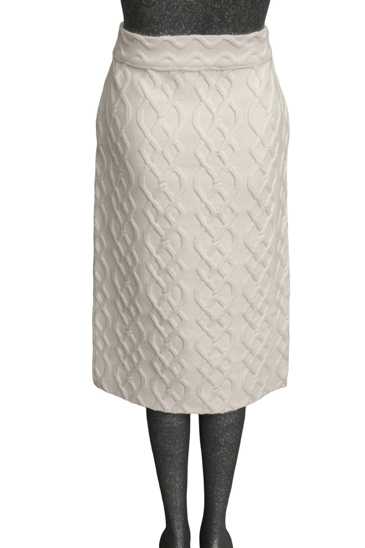 MOSCHINO COUTURE! - 2025 White & Black Sweater Knit Skirt, Size-10