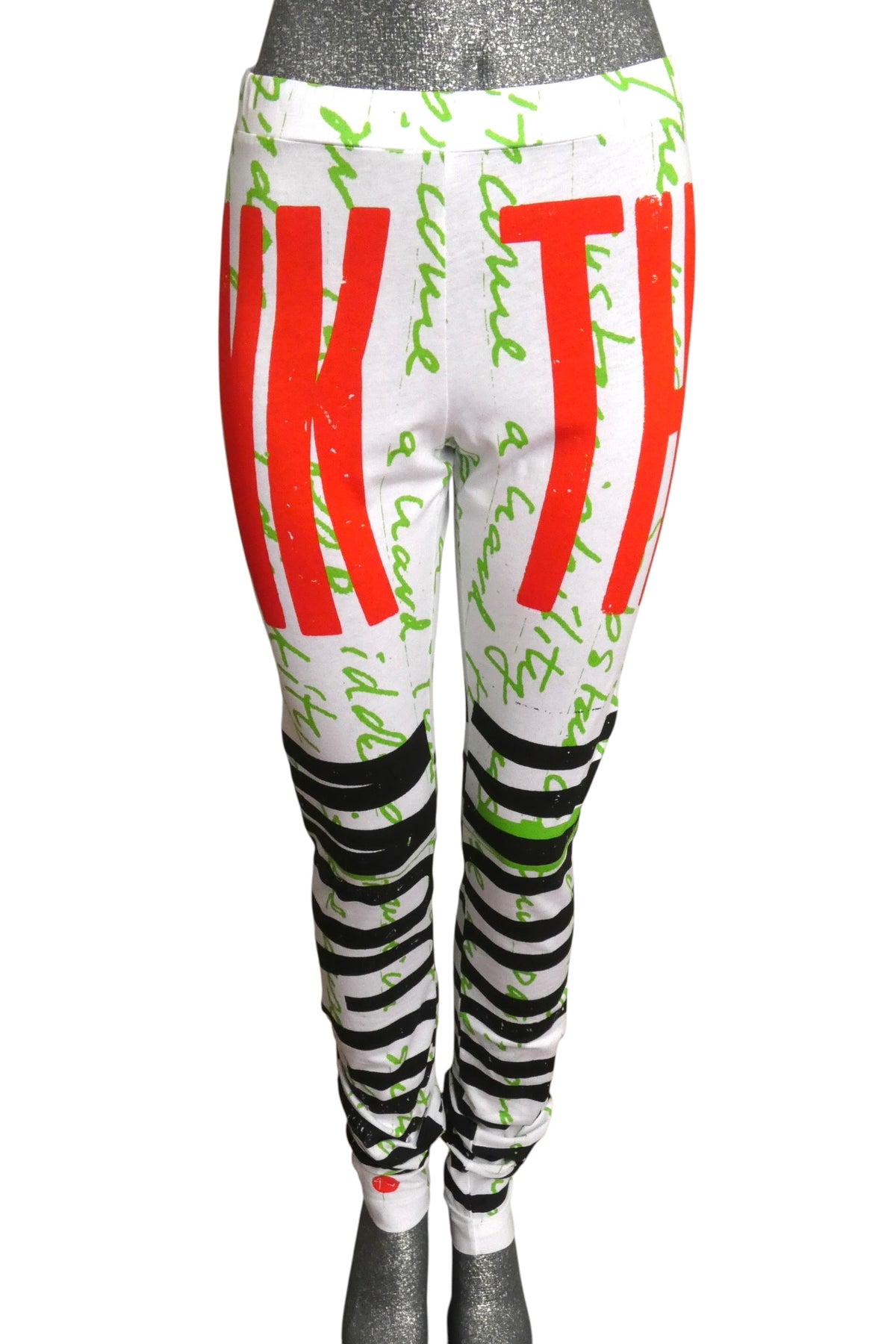 MOSCHINO COUTURE! - S2025 White & Multi Printed Knit Pants, Size-4