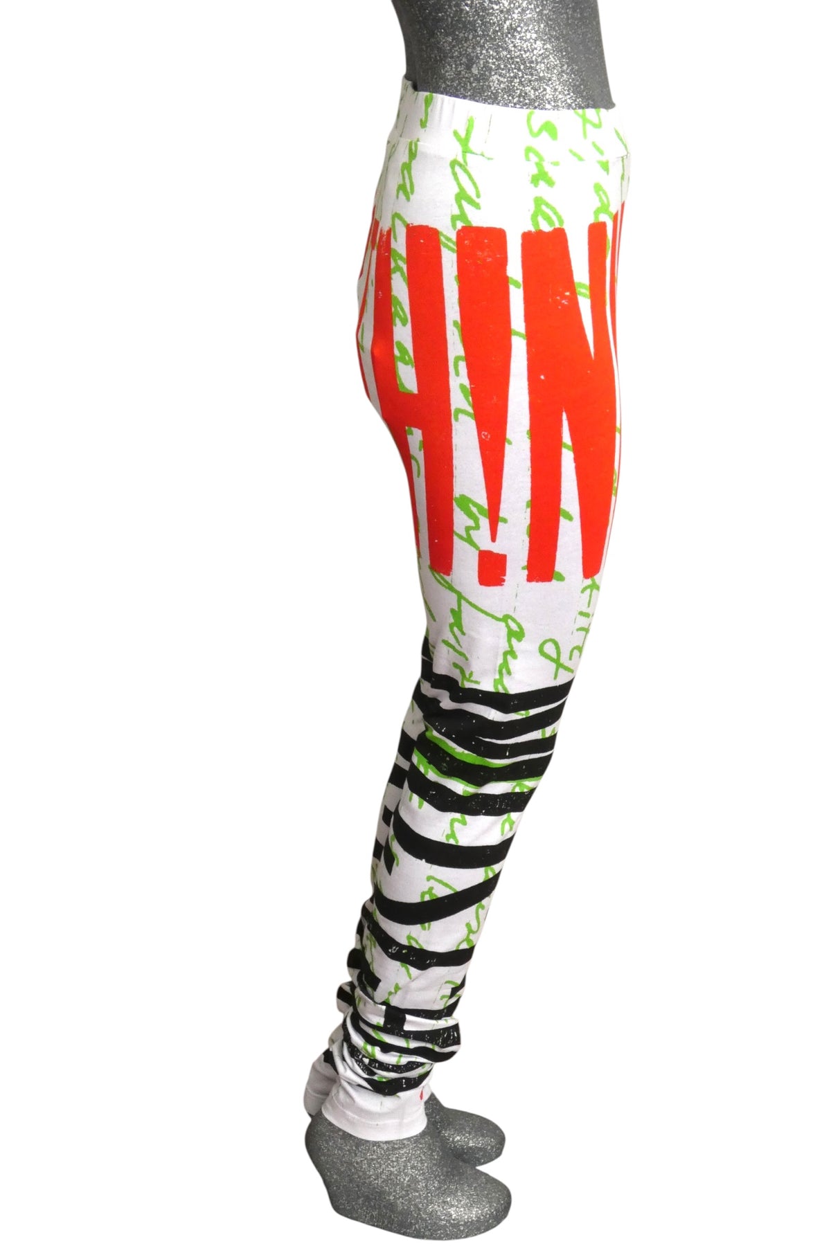 MOSCHINO COUTURE! - S2025 White & Multi Printed Knit Pants, Size-4